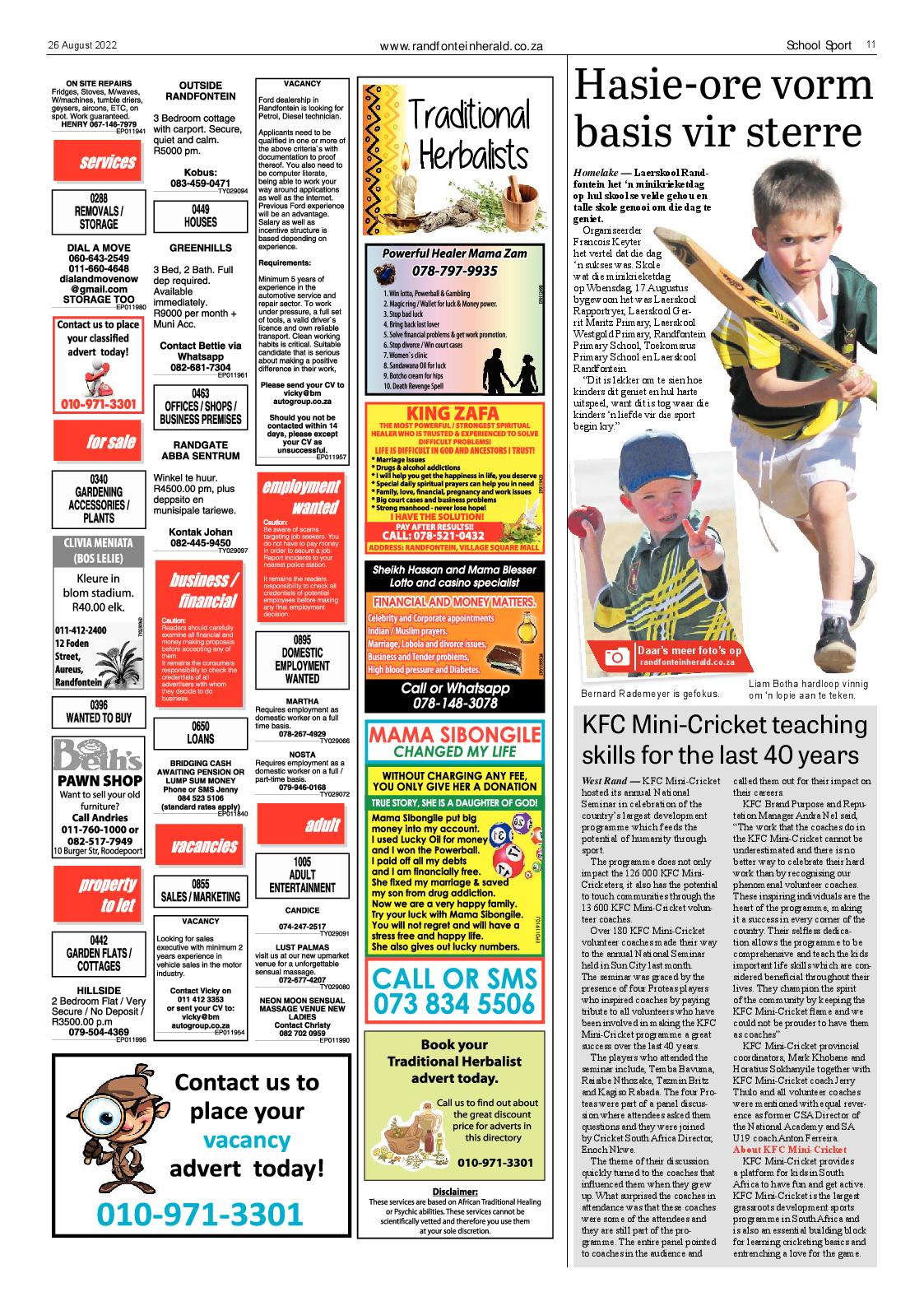 Randfontein Herald 26 August 2022 page 11