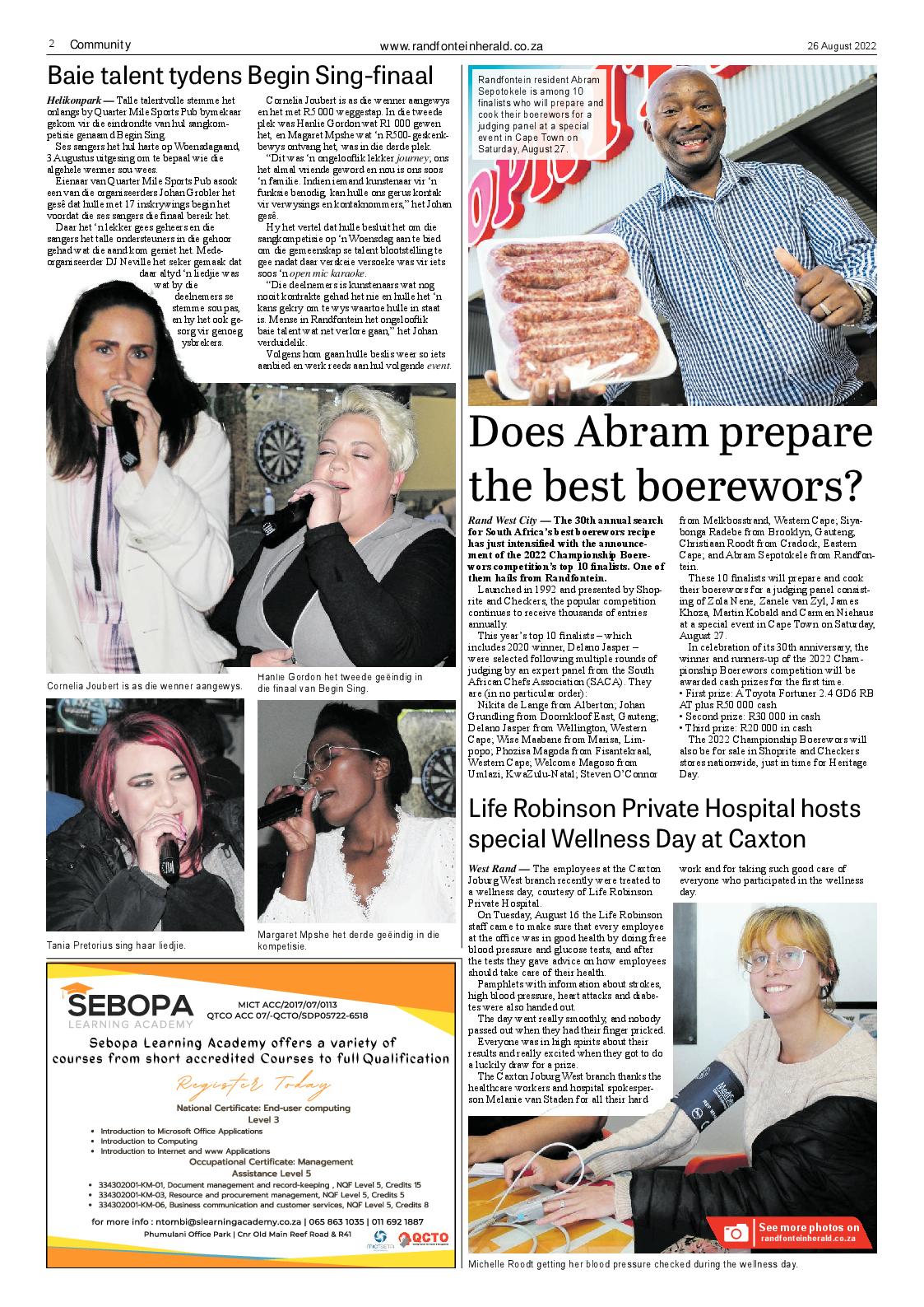Randfontein Herald 26 August 2022 page 2