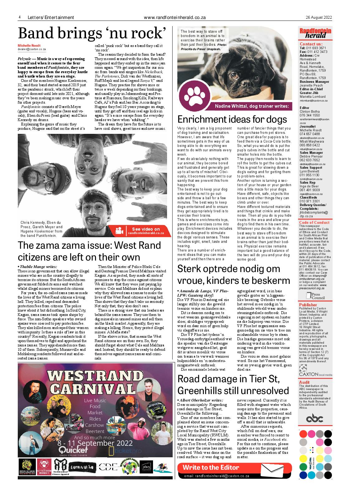 Randfontein Herald 26 August 2022 page 4