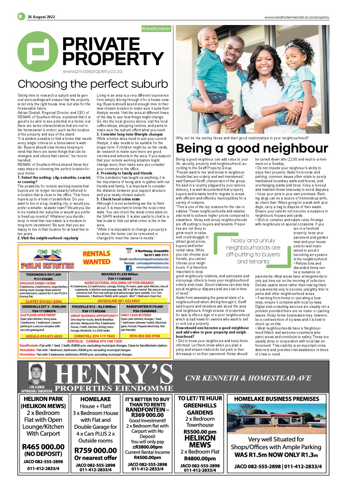 Randfontein Herald 26 August 2022 page 8
