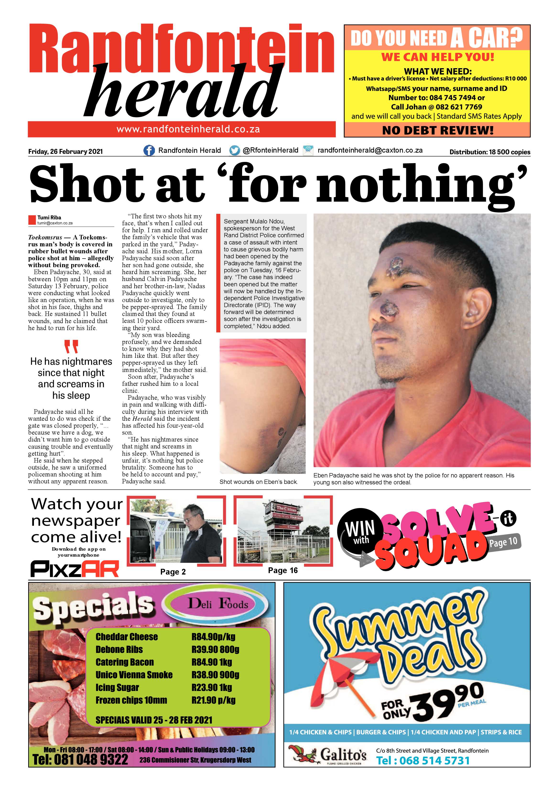 Randfontein Herald 26 February 2021 page 1
