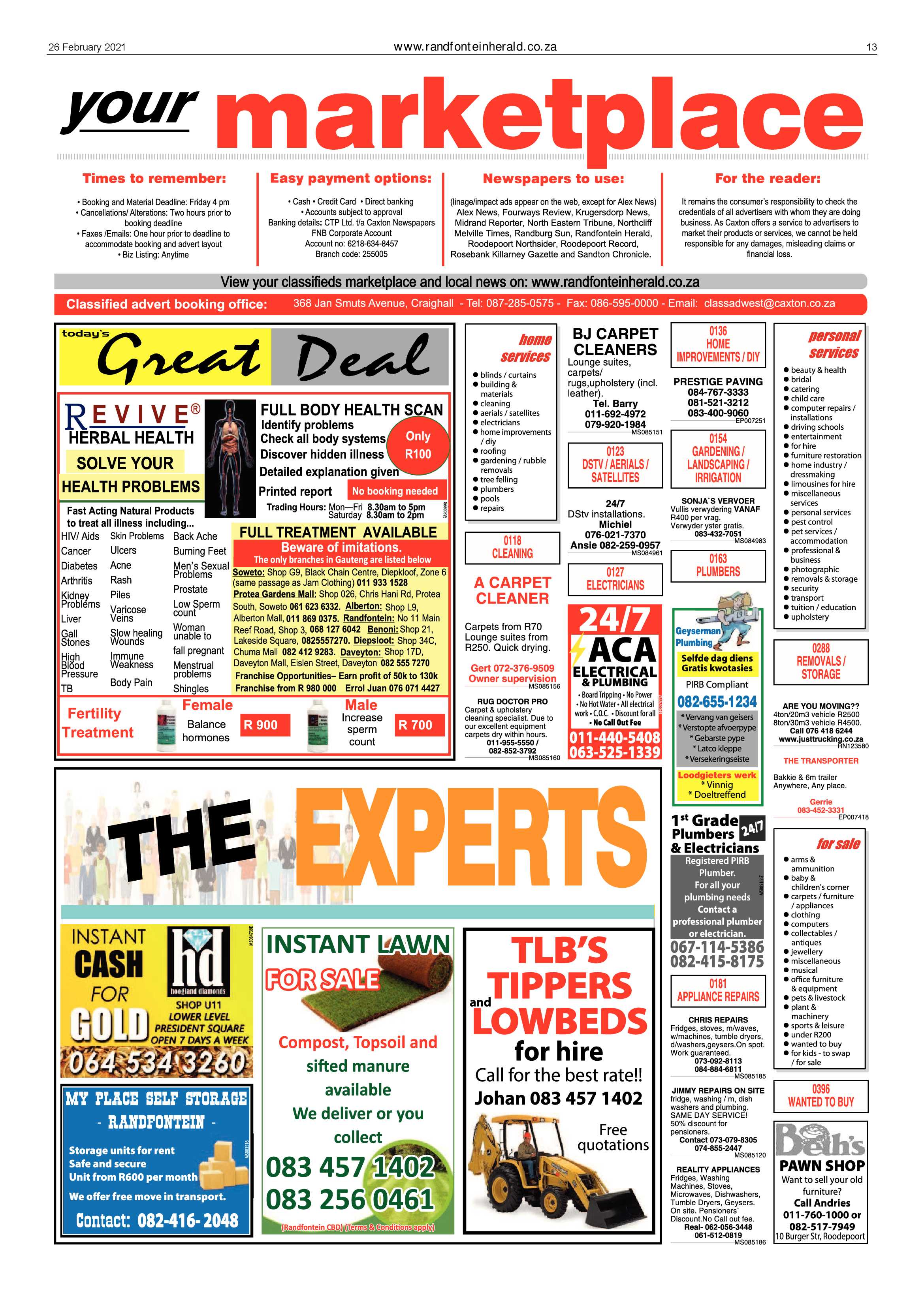 Randfontein Herald 26 February 2021 page 13