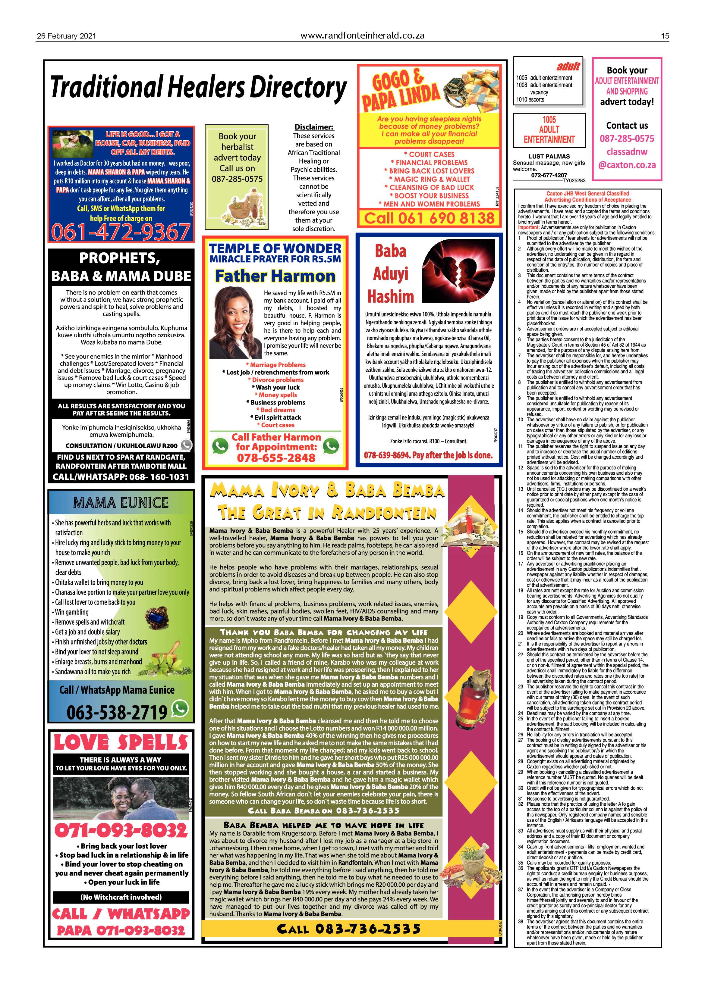 Randfontein Herald 26 February 2021 page 15