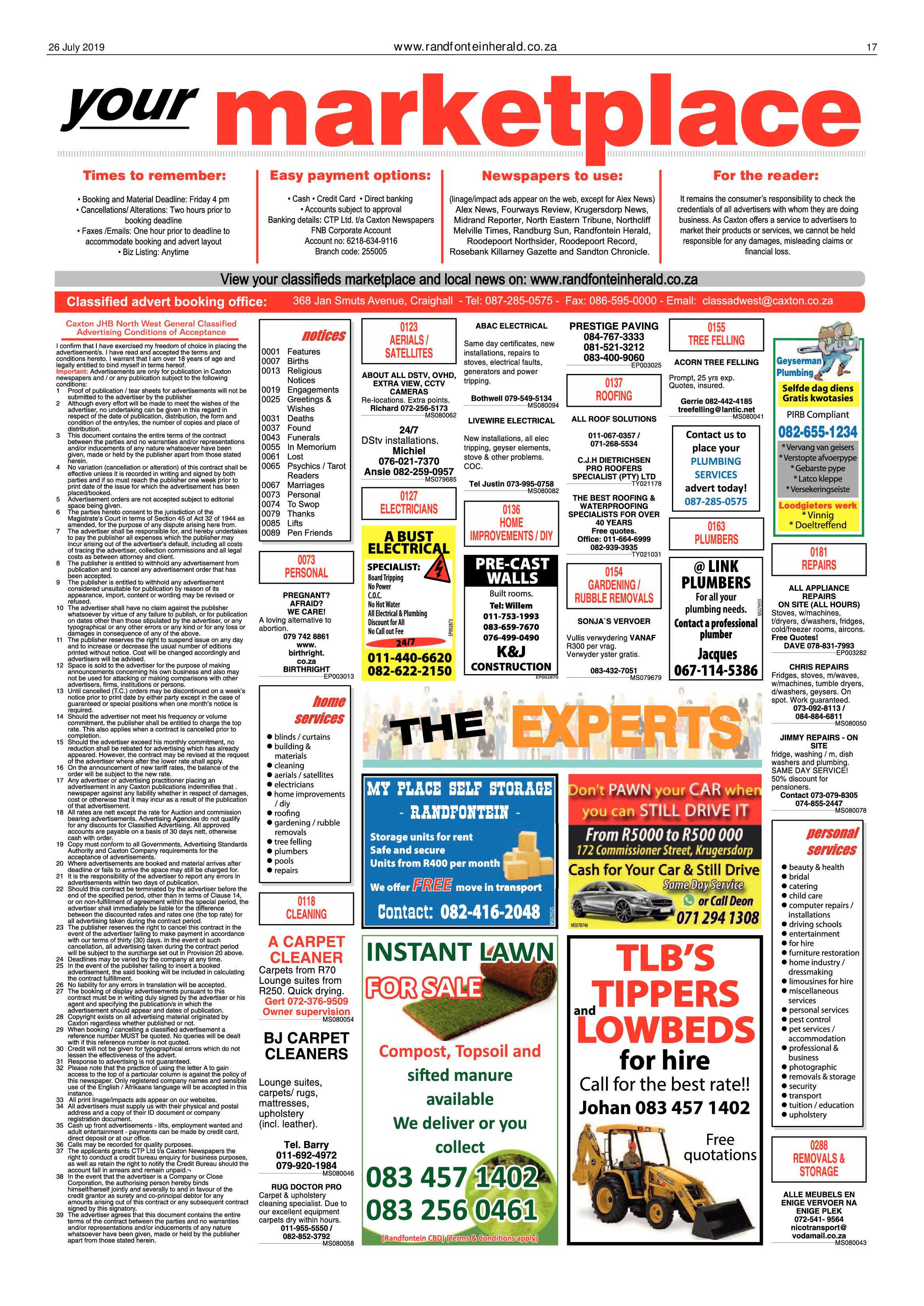 Randfontein Herald 26 July 2019 page 17
