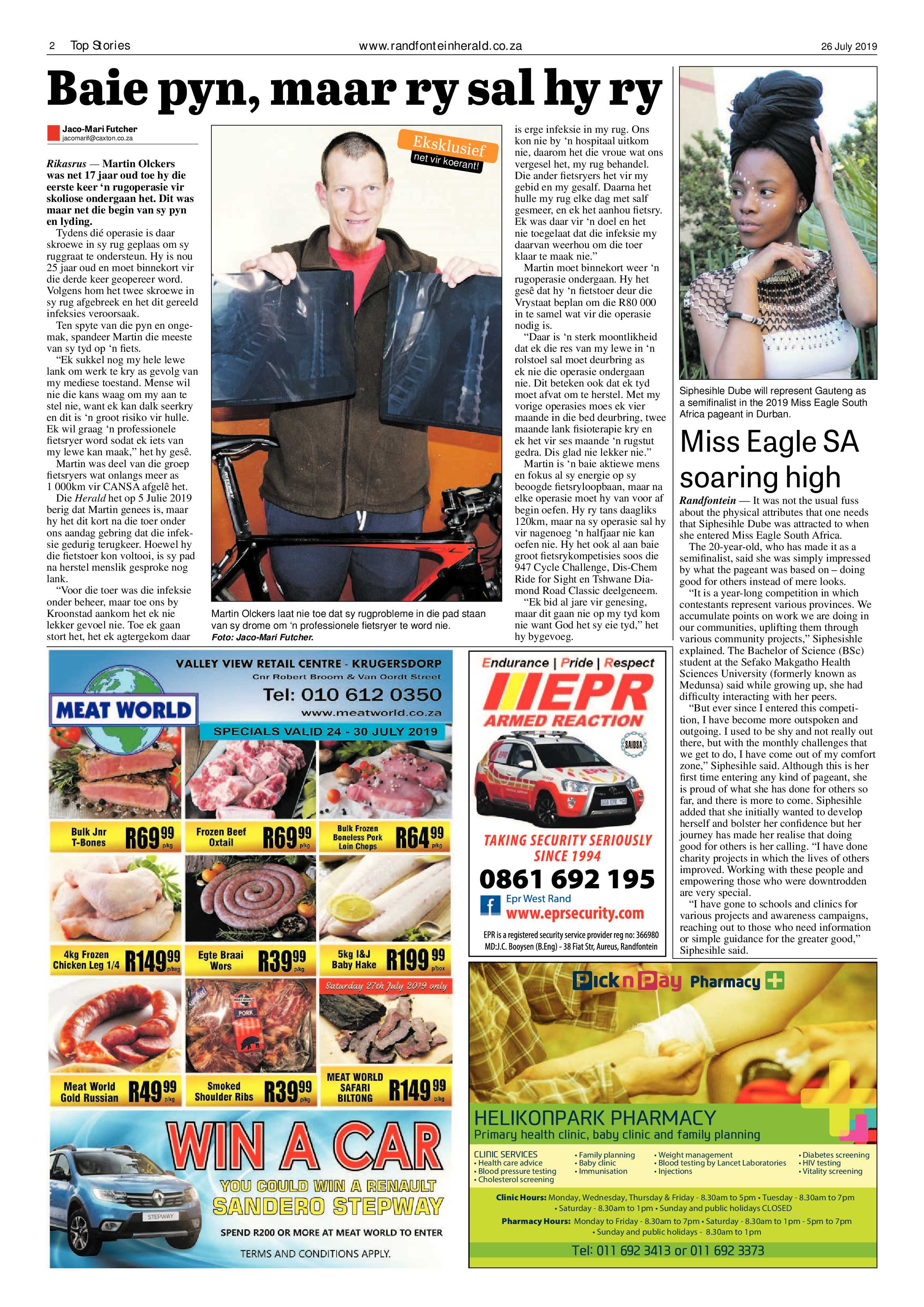 Randfontein Herald 26 July 2019 page 2