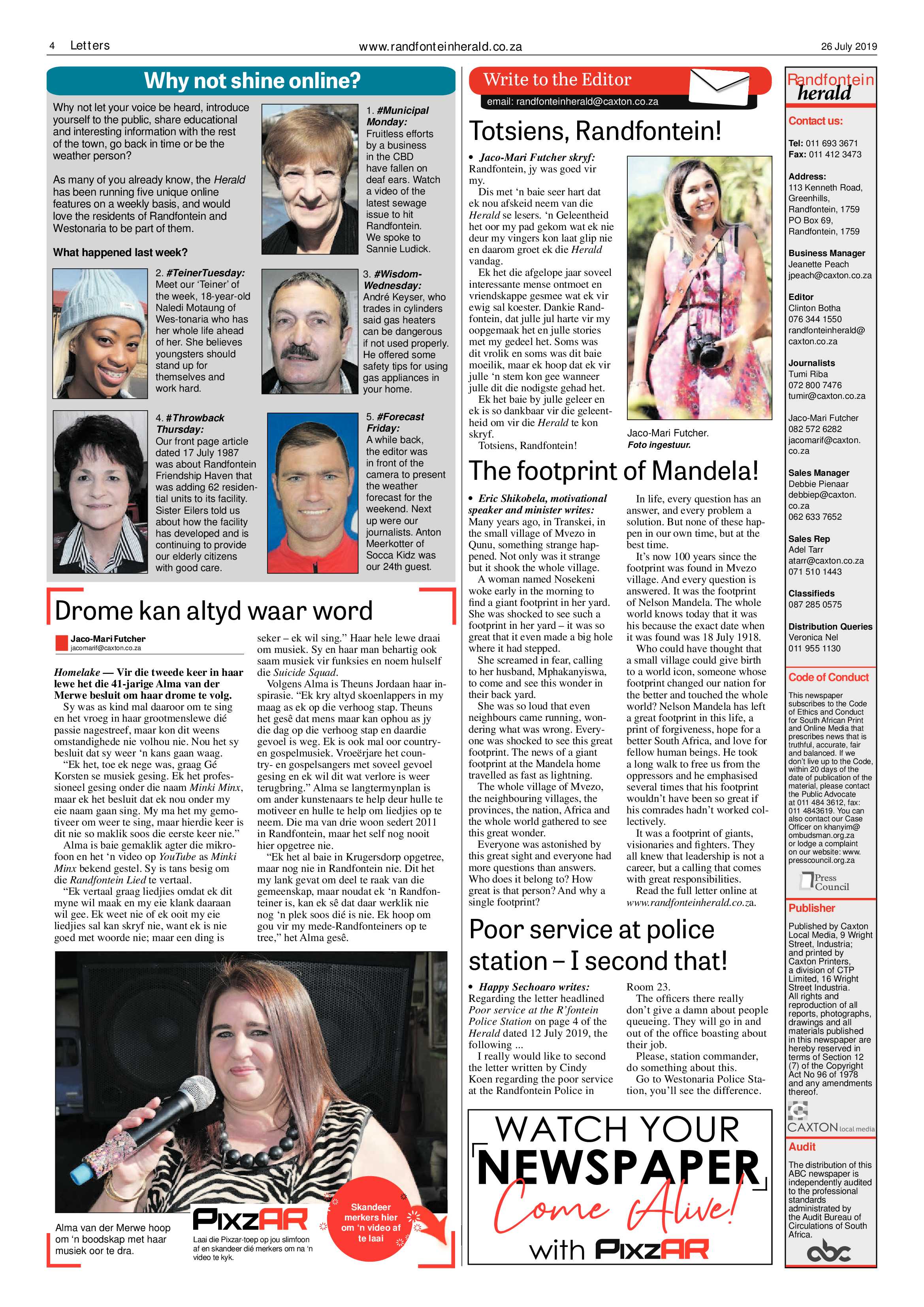 Randfontein Herald 26 July 2019 page 4