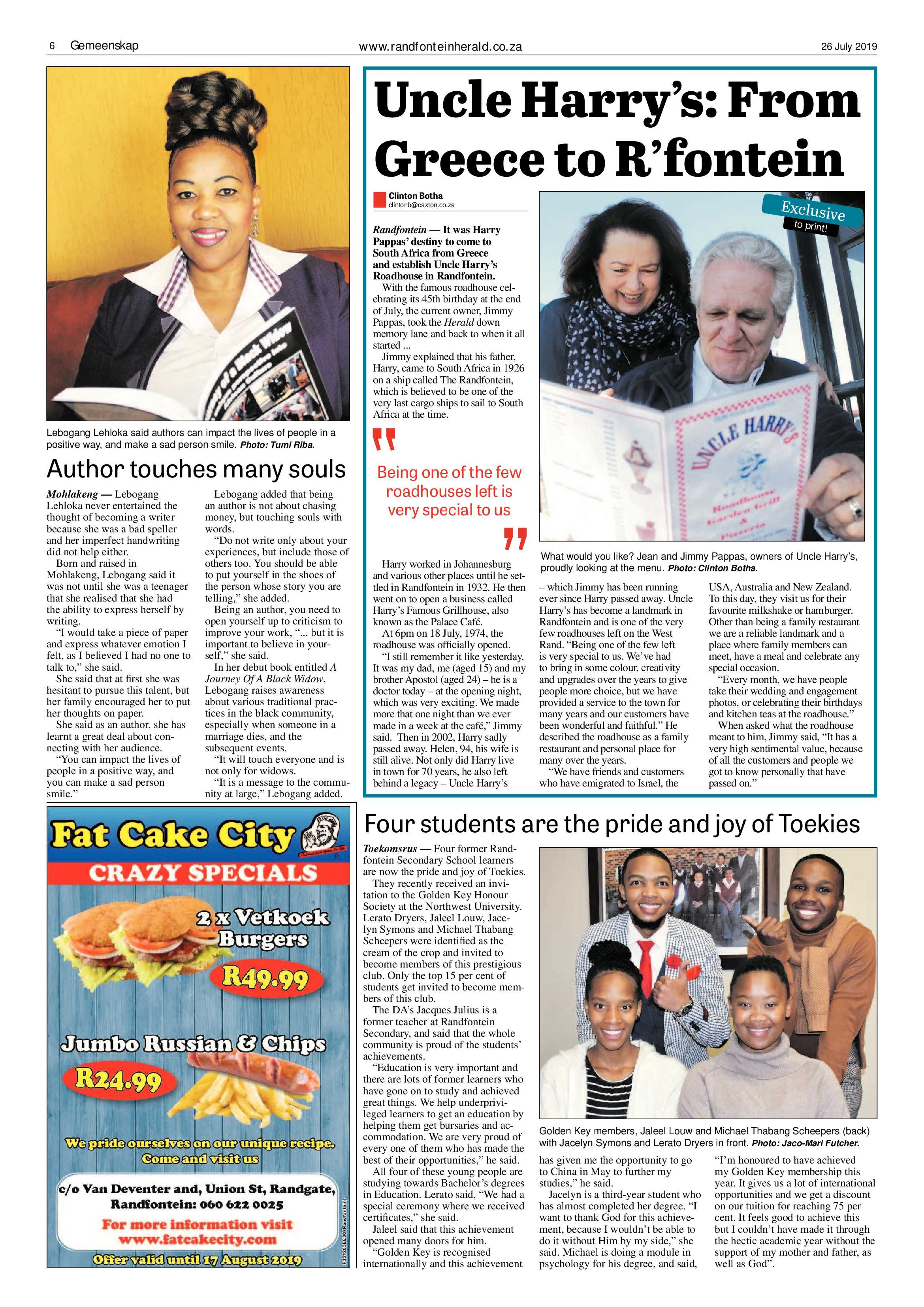 Randfontein Herald 26 July 2019 page 6