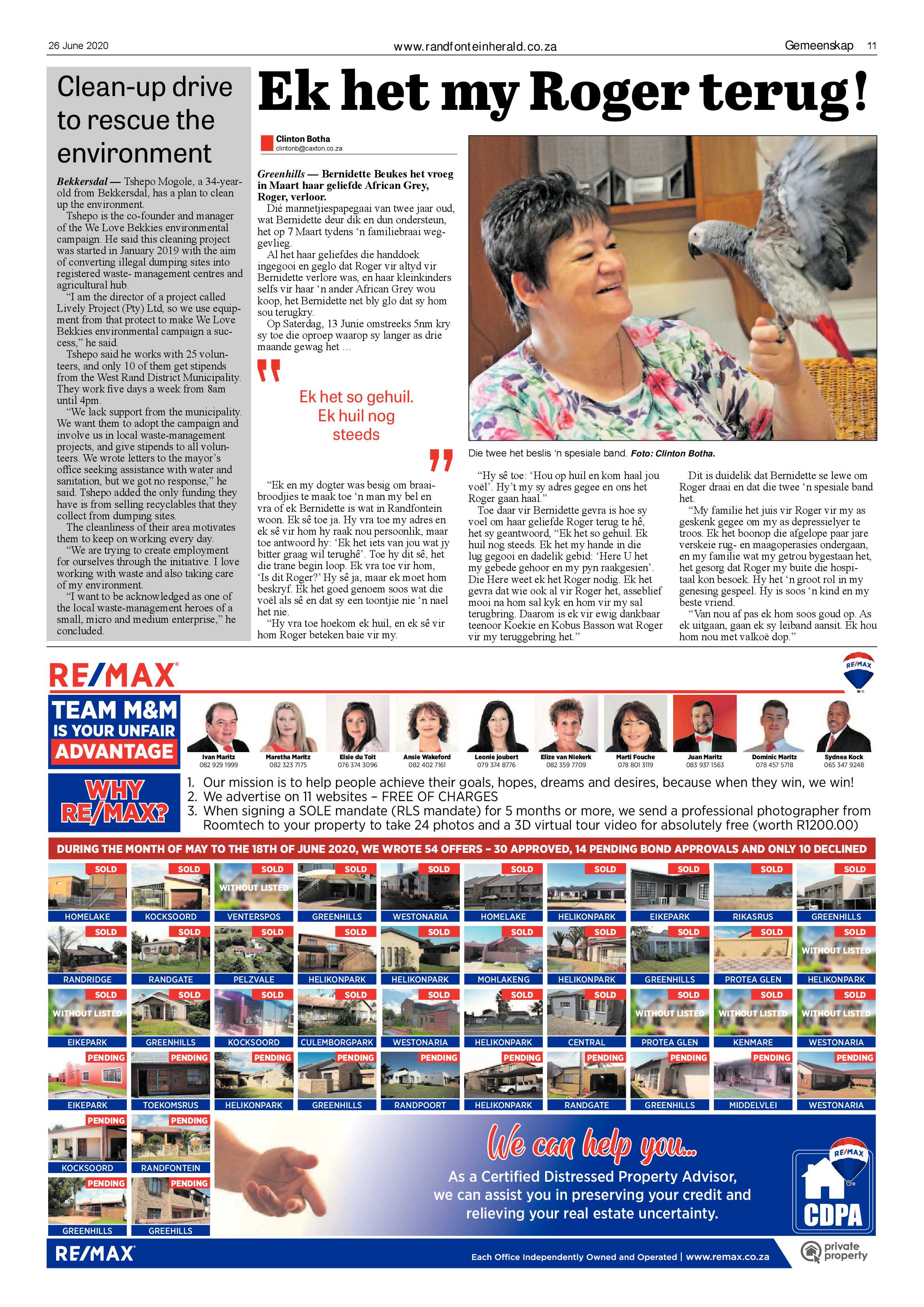 Randfontein Herald 26 June 2020 page 11