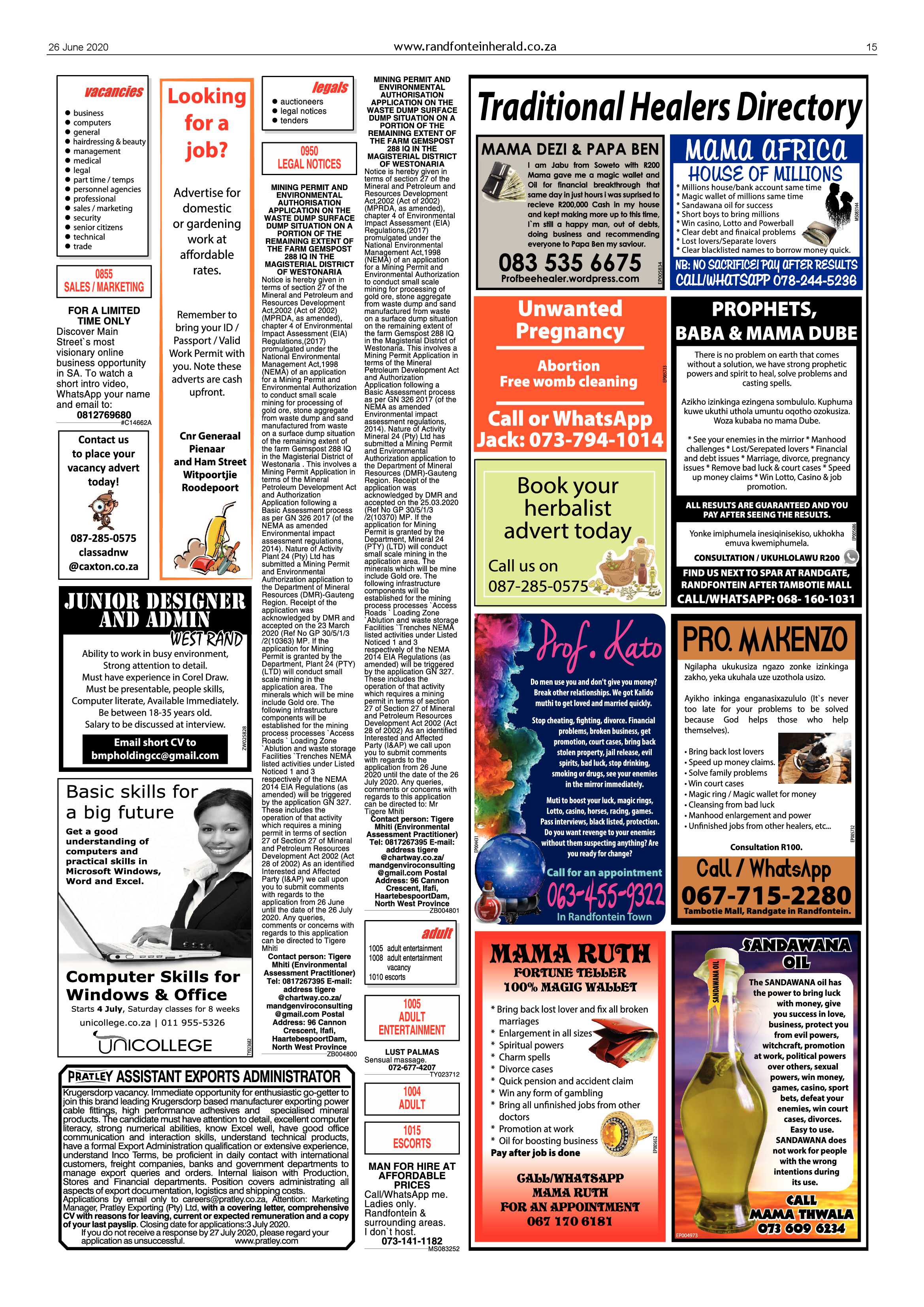 Randfontein Herald 26 June 2020 page 15