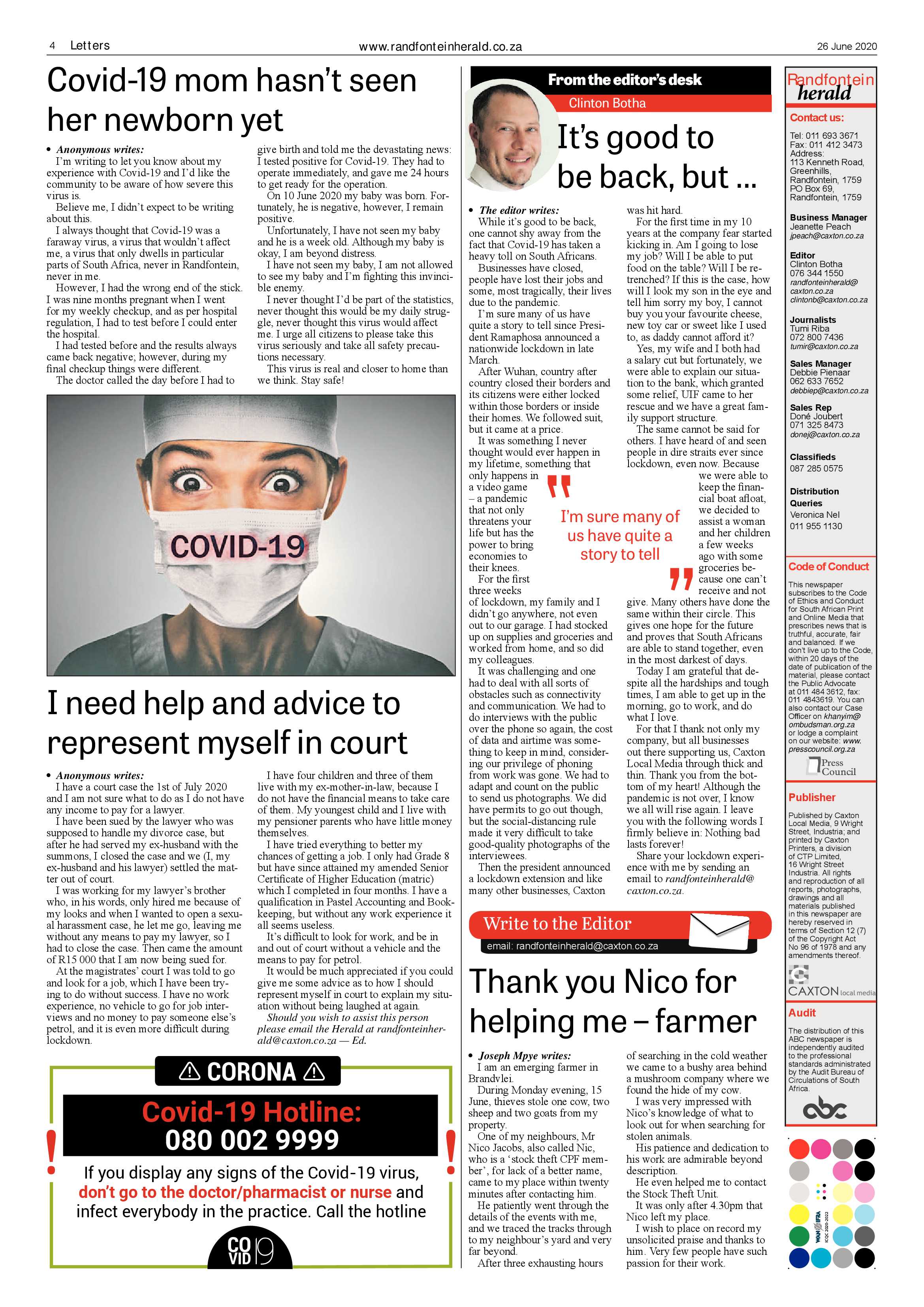 Randfontein Herald 26 June 2020 page 4