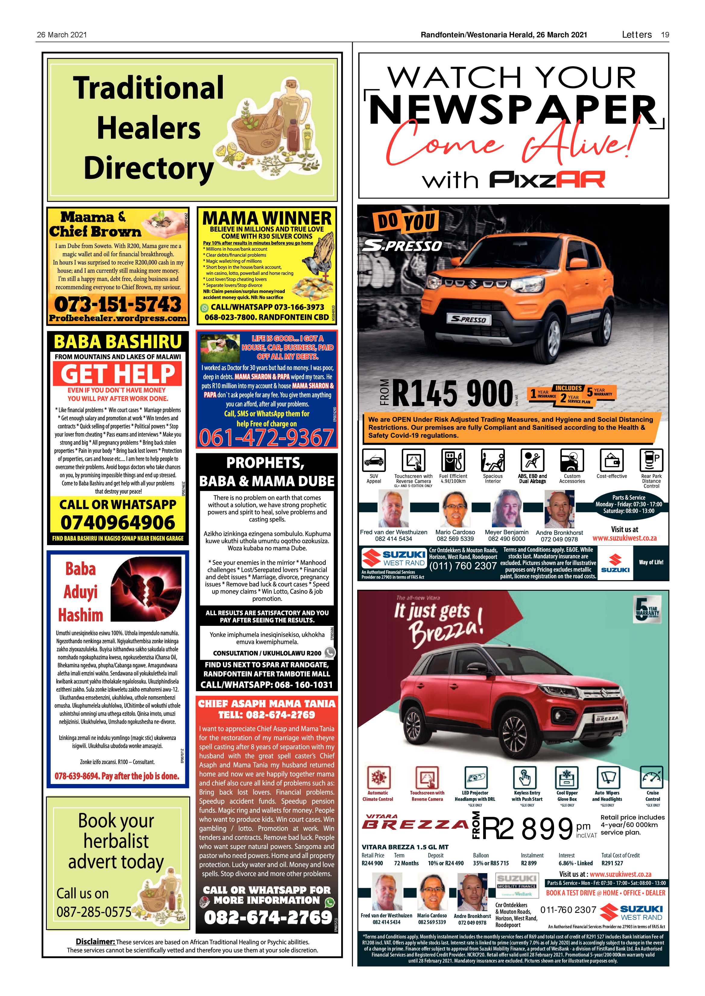 Randfontein Herald 26 March 2021 page 19