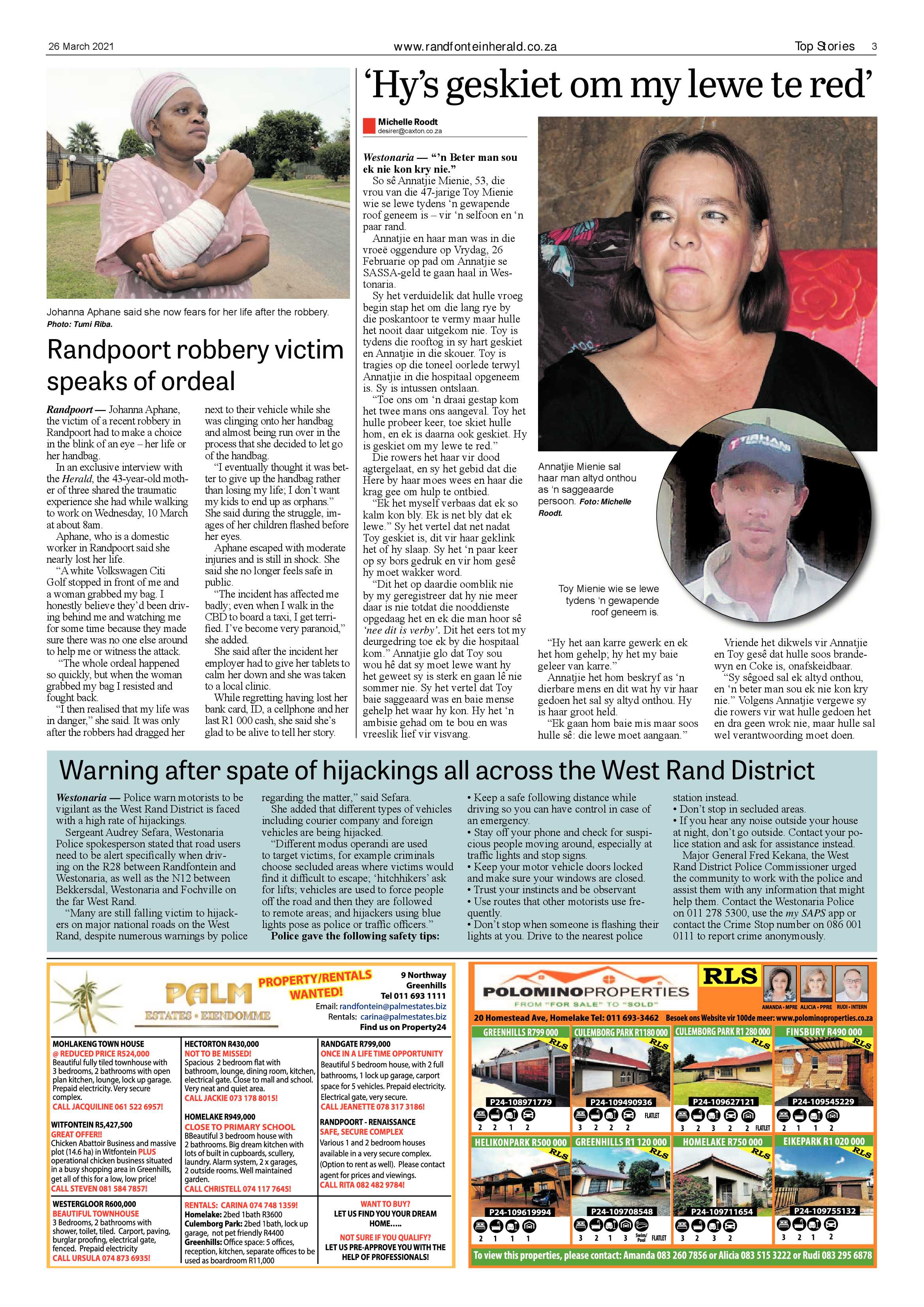 Randfontein Herald 26 March 2021 page 3