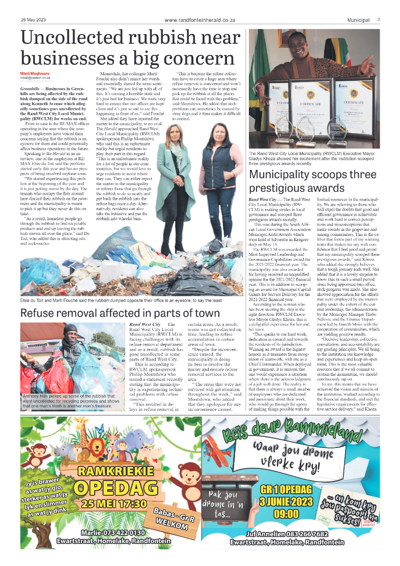 Randfontein Herald 26 May 2023 page 3