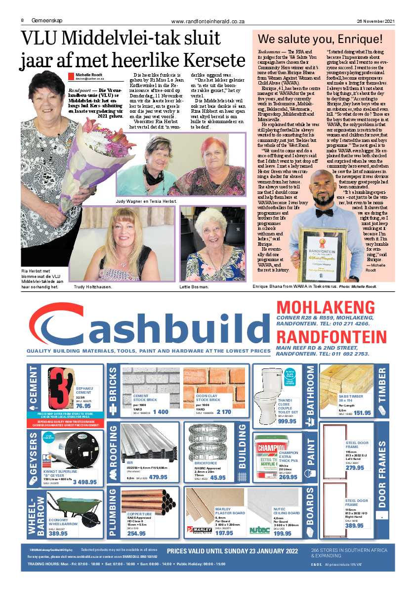 Randfontein Herald 26 November 2021 page 10