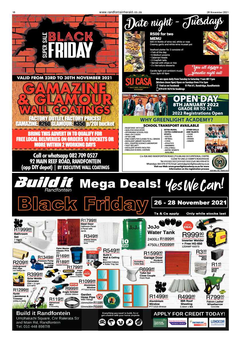 Randfontein Herald 26 November 2021 page 18