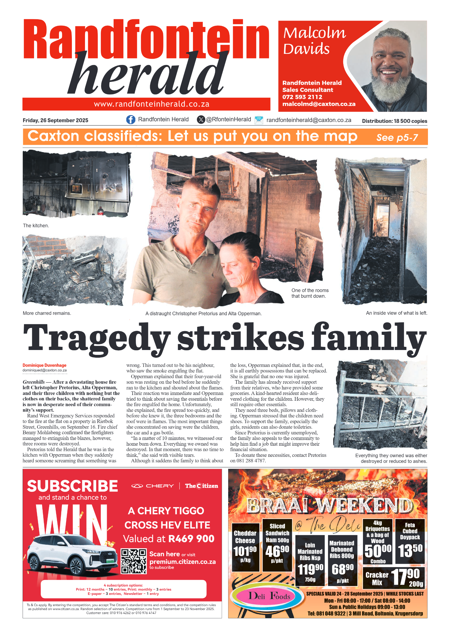 Randfontein Herald 26 September 2025 page 1