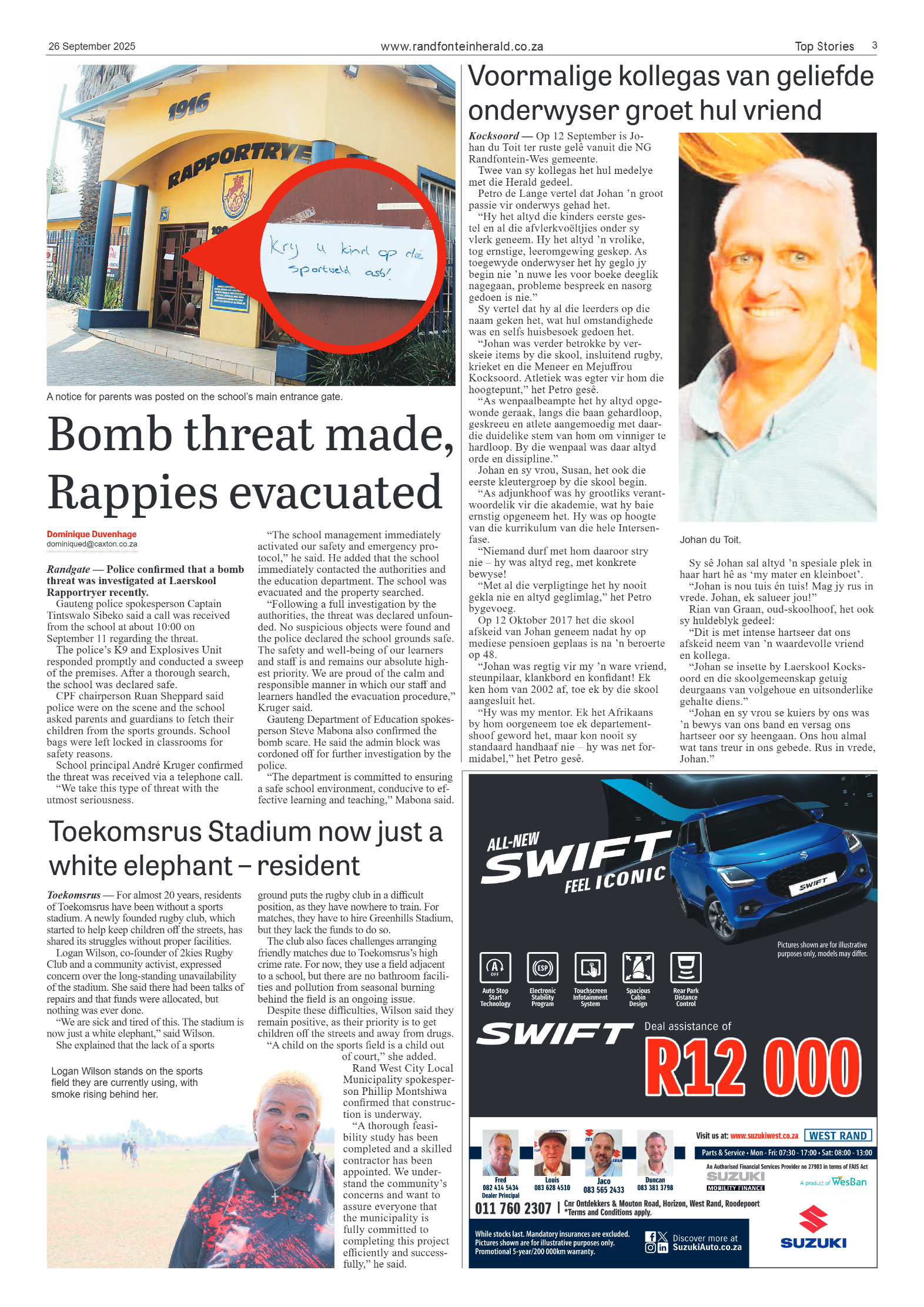 Randfontein Herald 26 September 2025 page 3