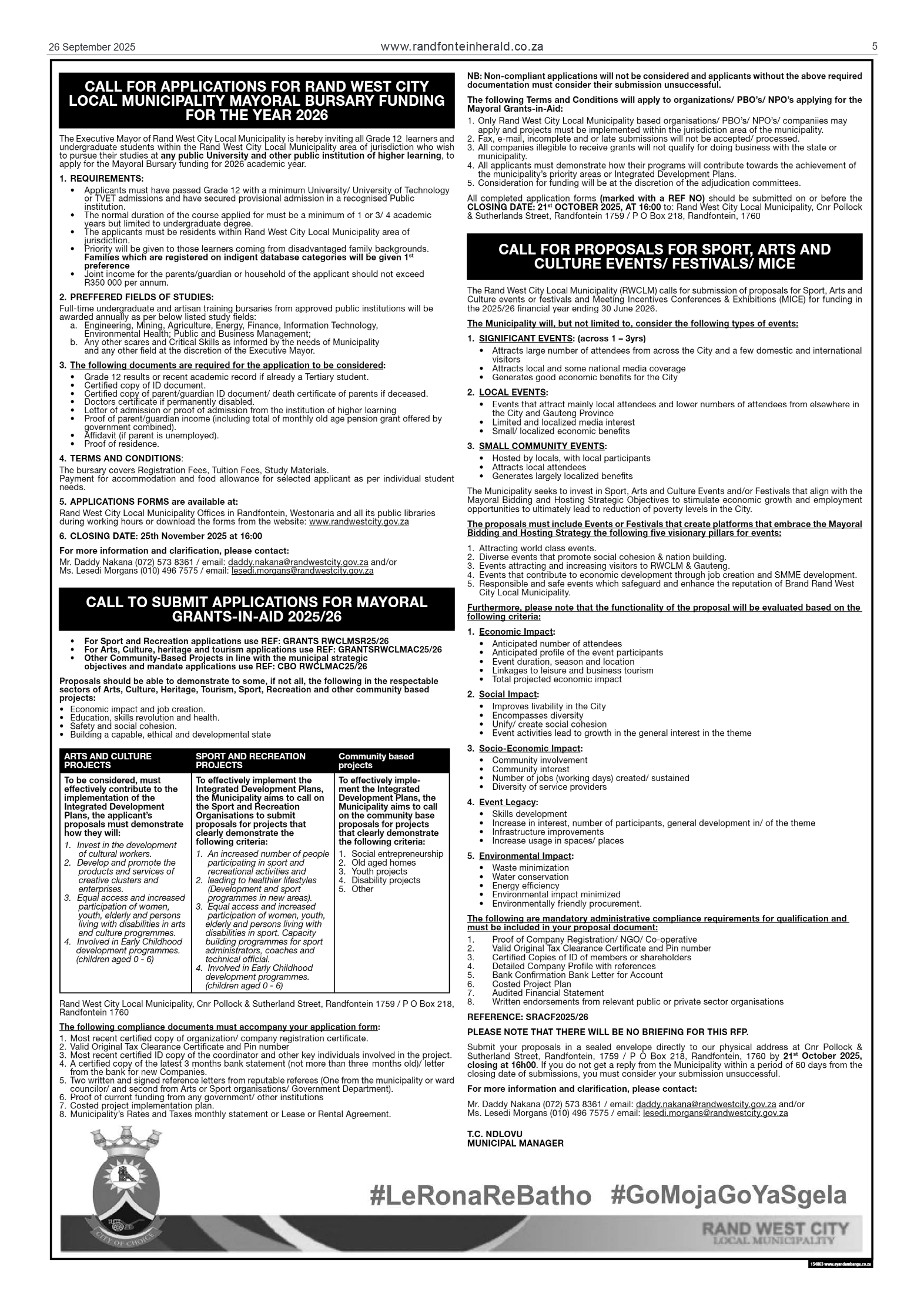 Randfontein Herald 26 September 2025 page 5
