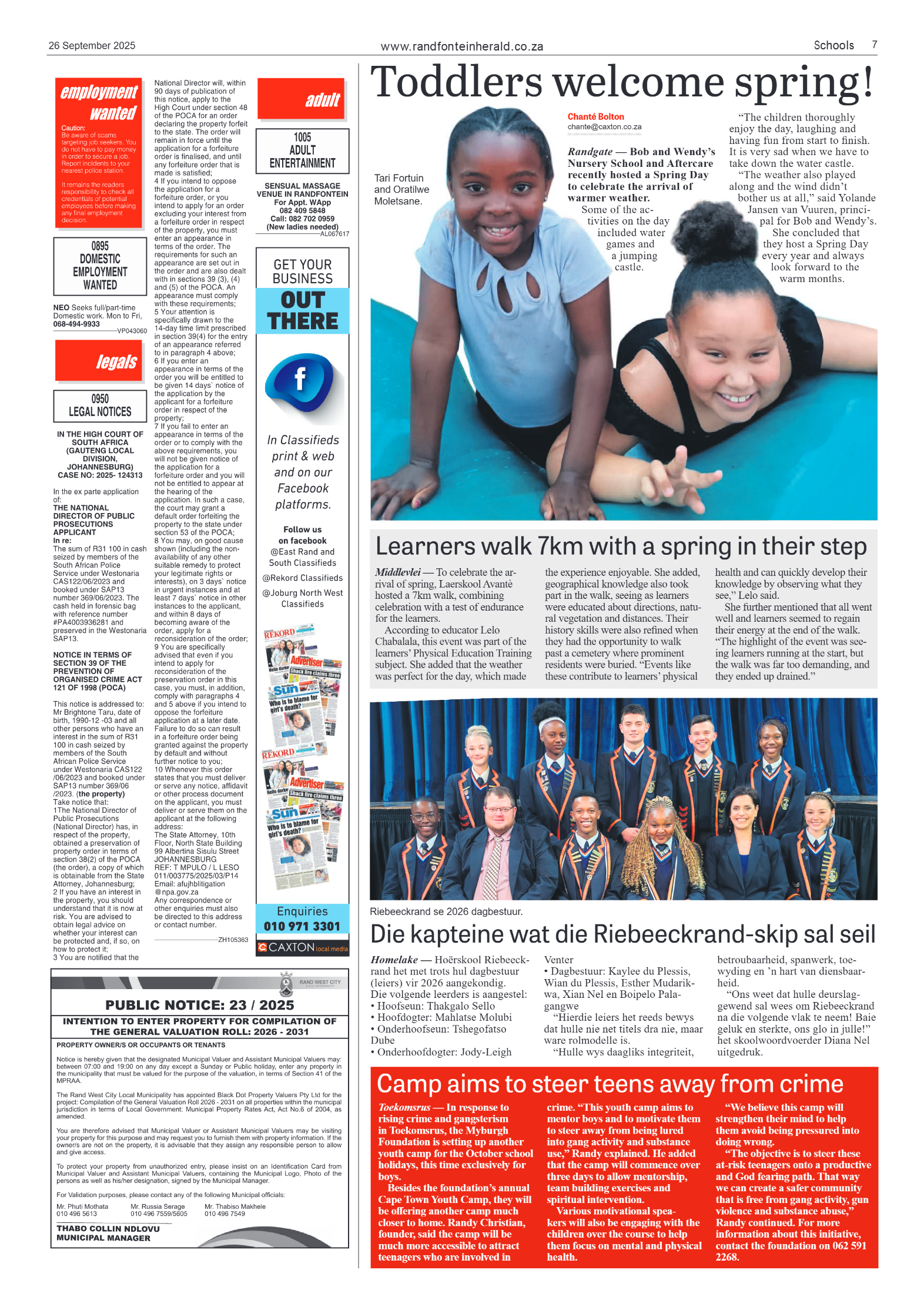Randfontein Herald 26 September 2025 page 7