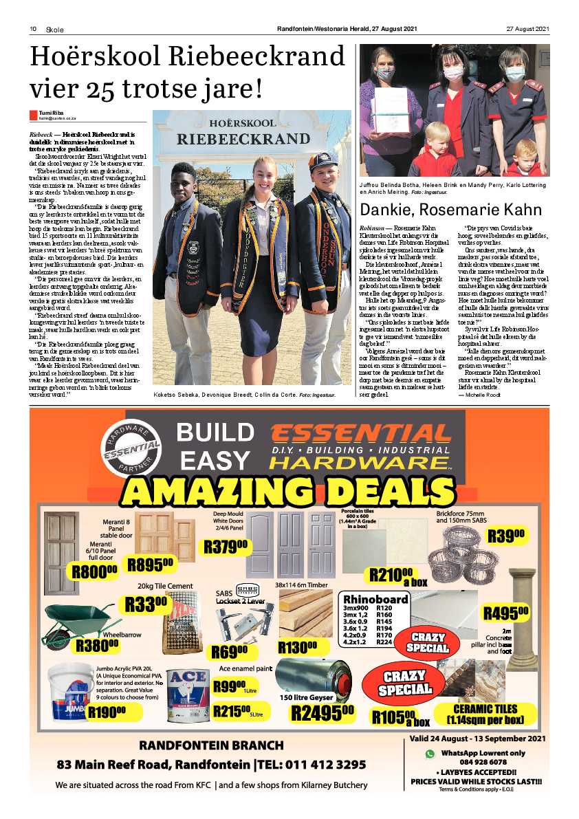 Randfontein Herald 27 August 2021 page 12