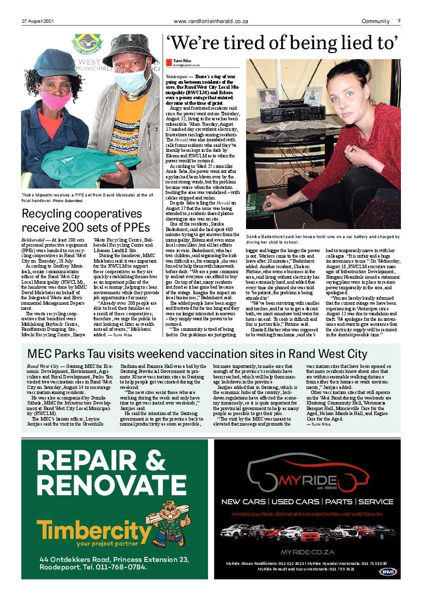 Randfontein Herald 27 August 2021 page 5