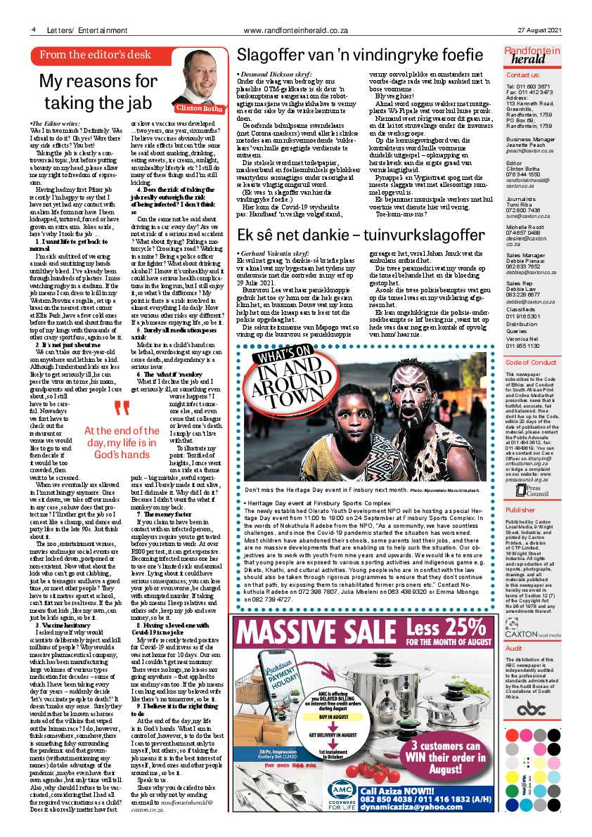 Randfontein Herald 27 August 2021 page 6