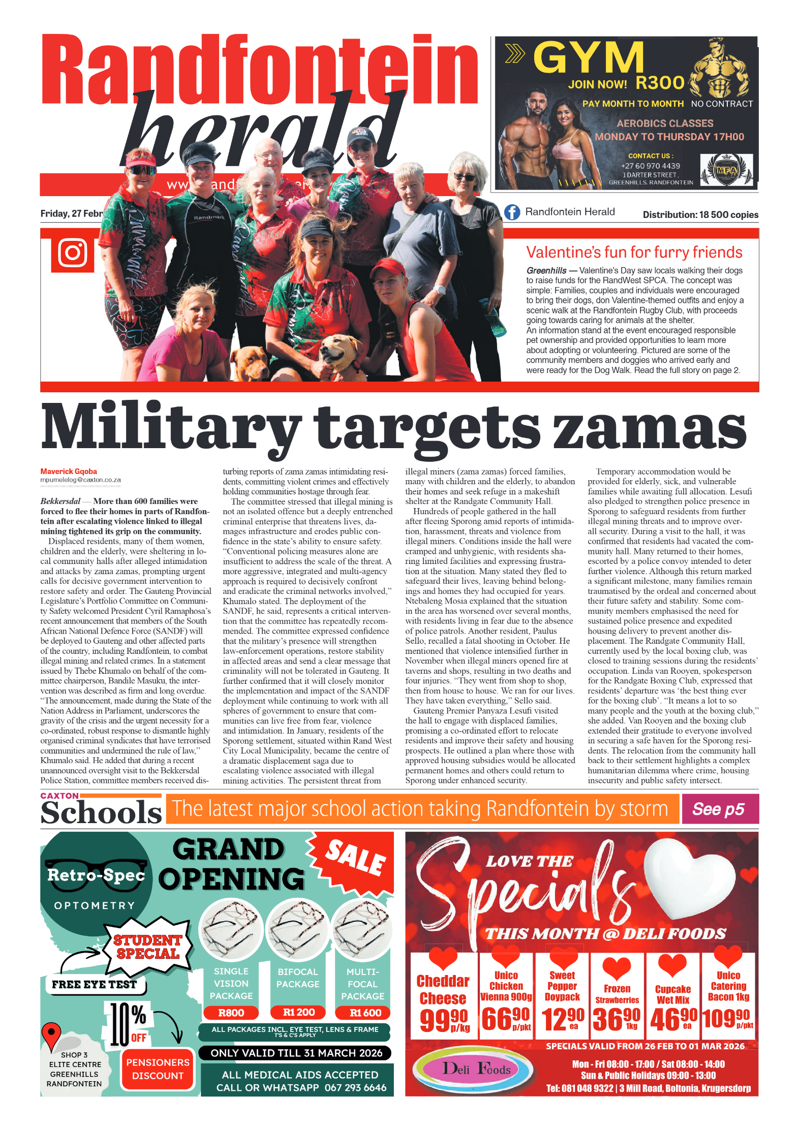 Randfontein Herald 27 February 2026 page 1