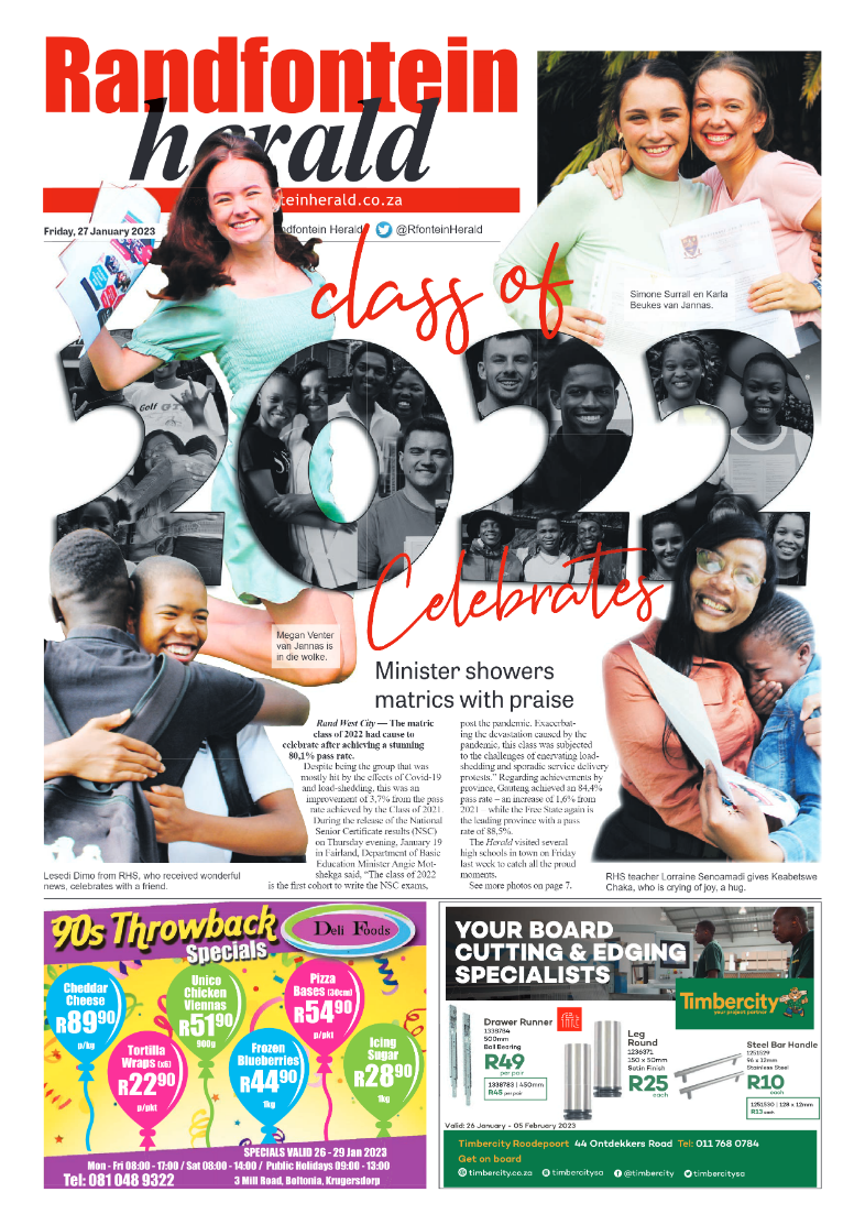 Randfontein Herald 27 January 2023 page 1