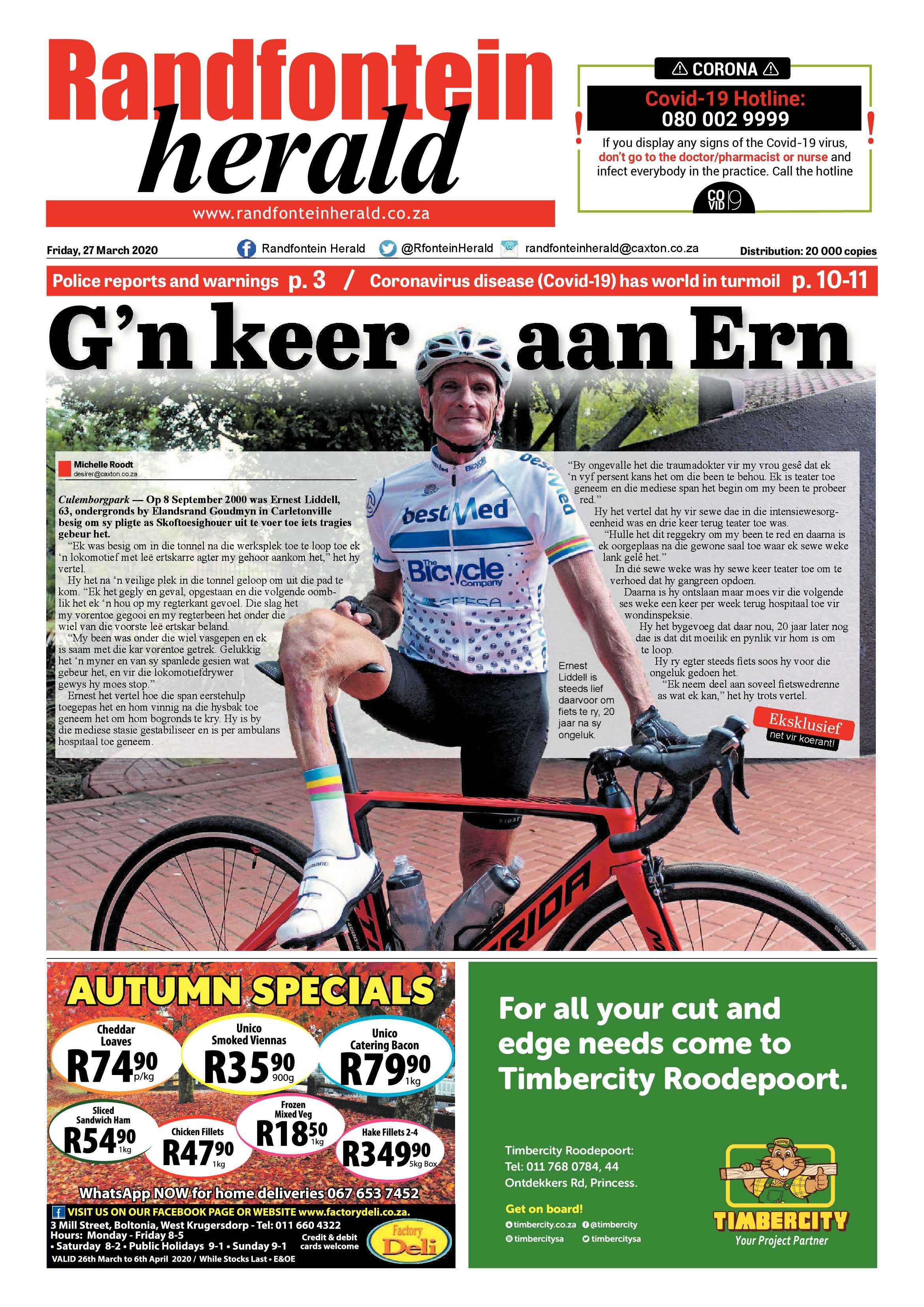 Randfontein Herald 27 March 2020 page 1
