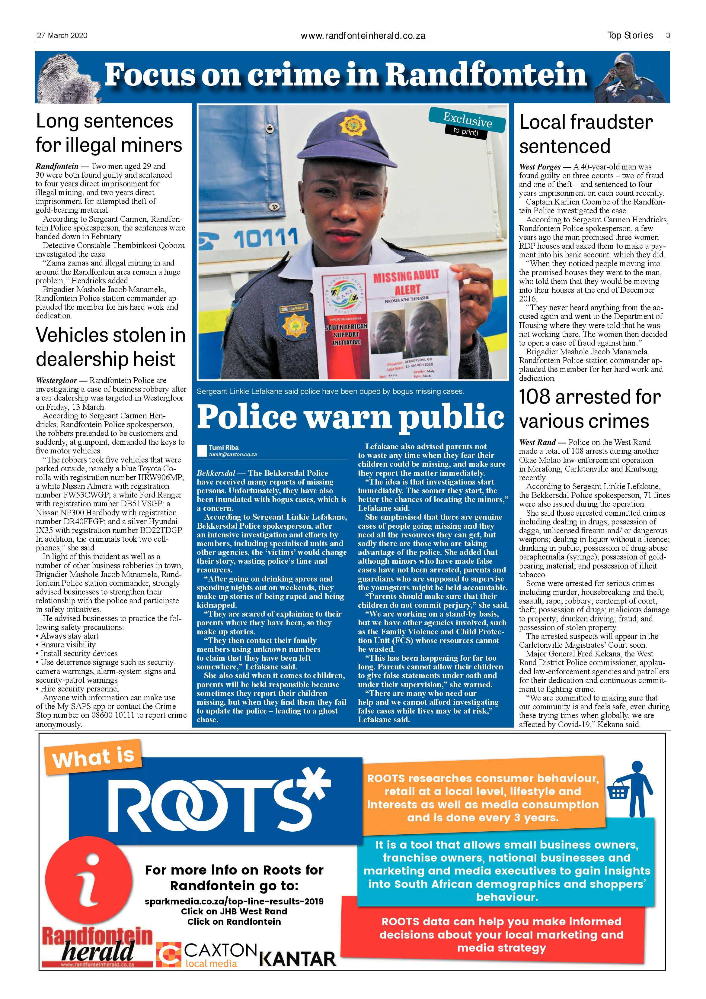Randfontein Herald 27 March 2020 page 3