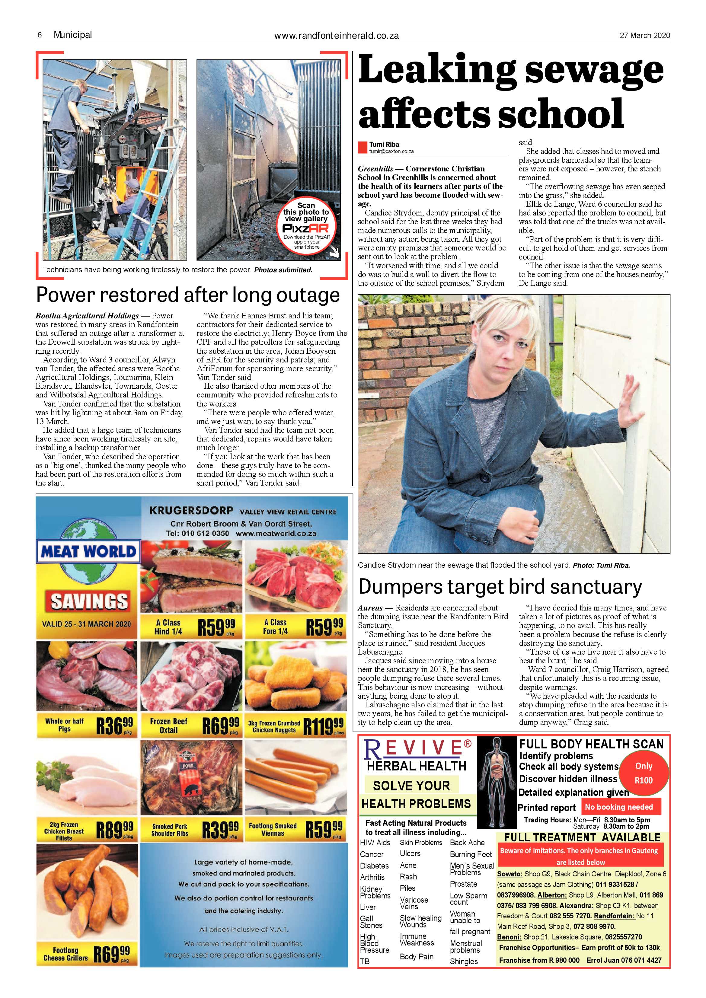 Randfontein Herald 27 March 2020 page 6