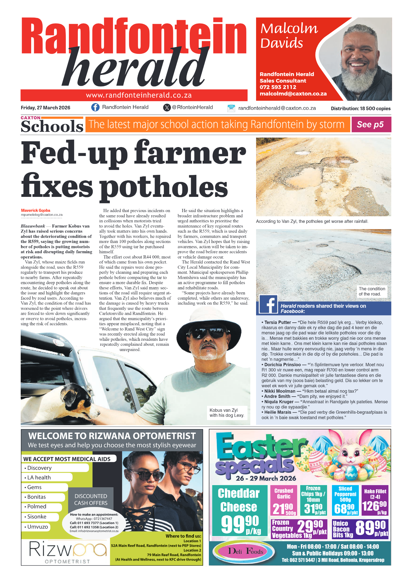 Randfontein Herald 27 March 2026 page 1