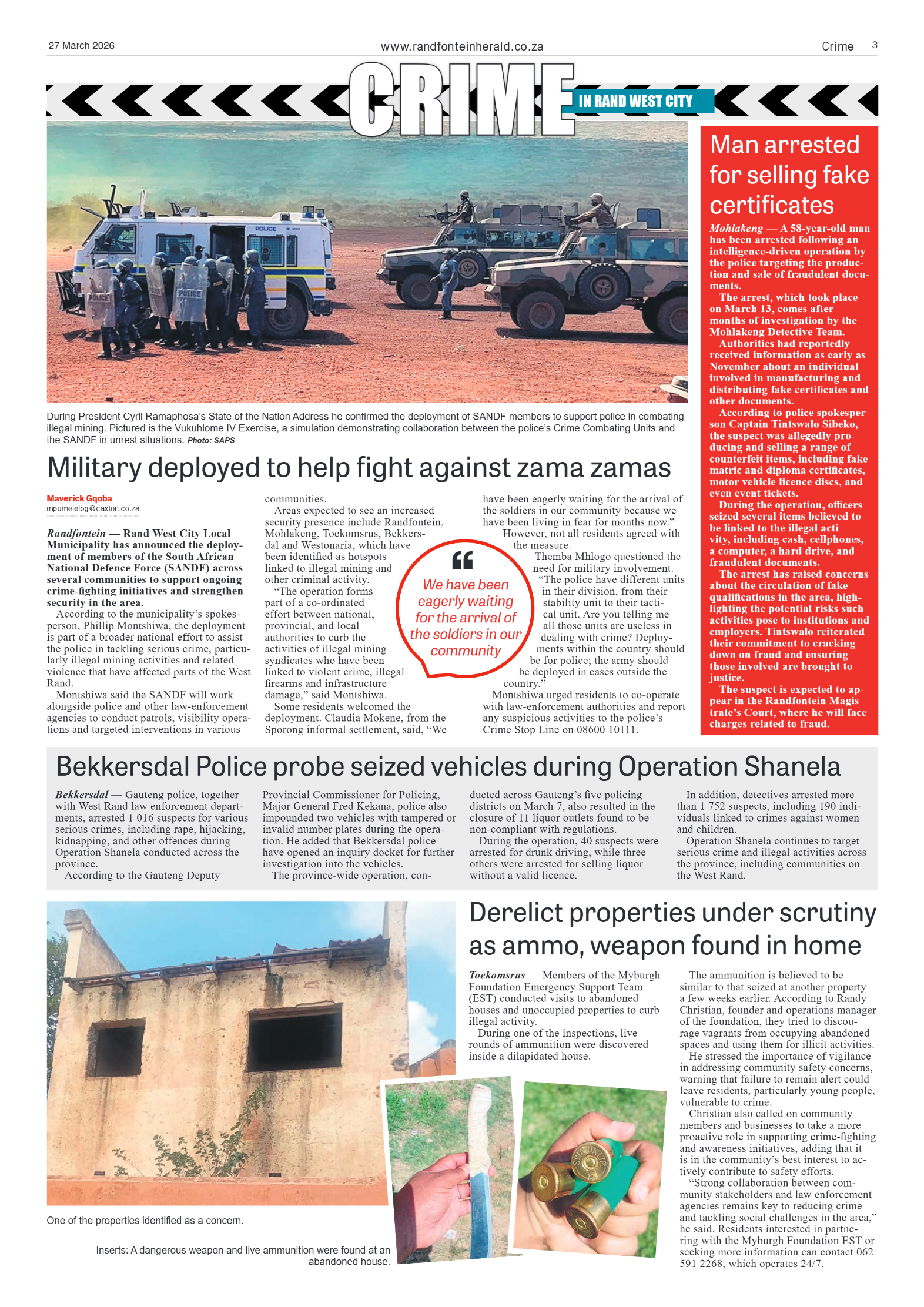 Randfontein Herald 27 March 2026 page 3
