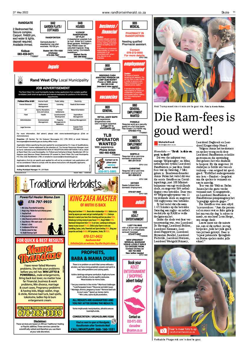 Randfontein Herald 27 May 2022 page 11