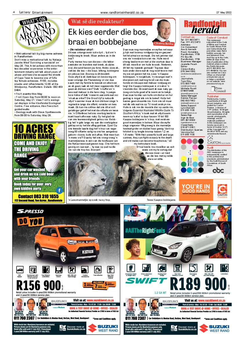 Randfontein Herald 27 May 2022 page 4