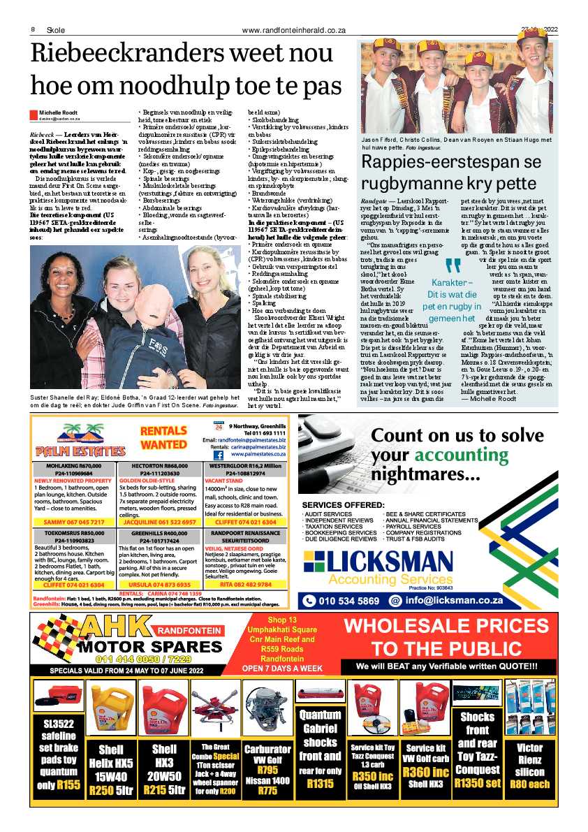 Randfontein Herald 27 May 2022 page 8