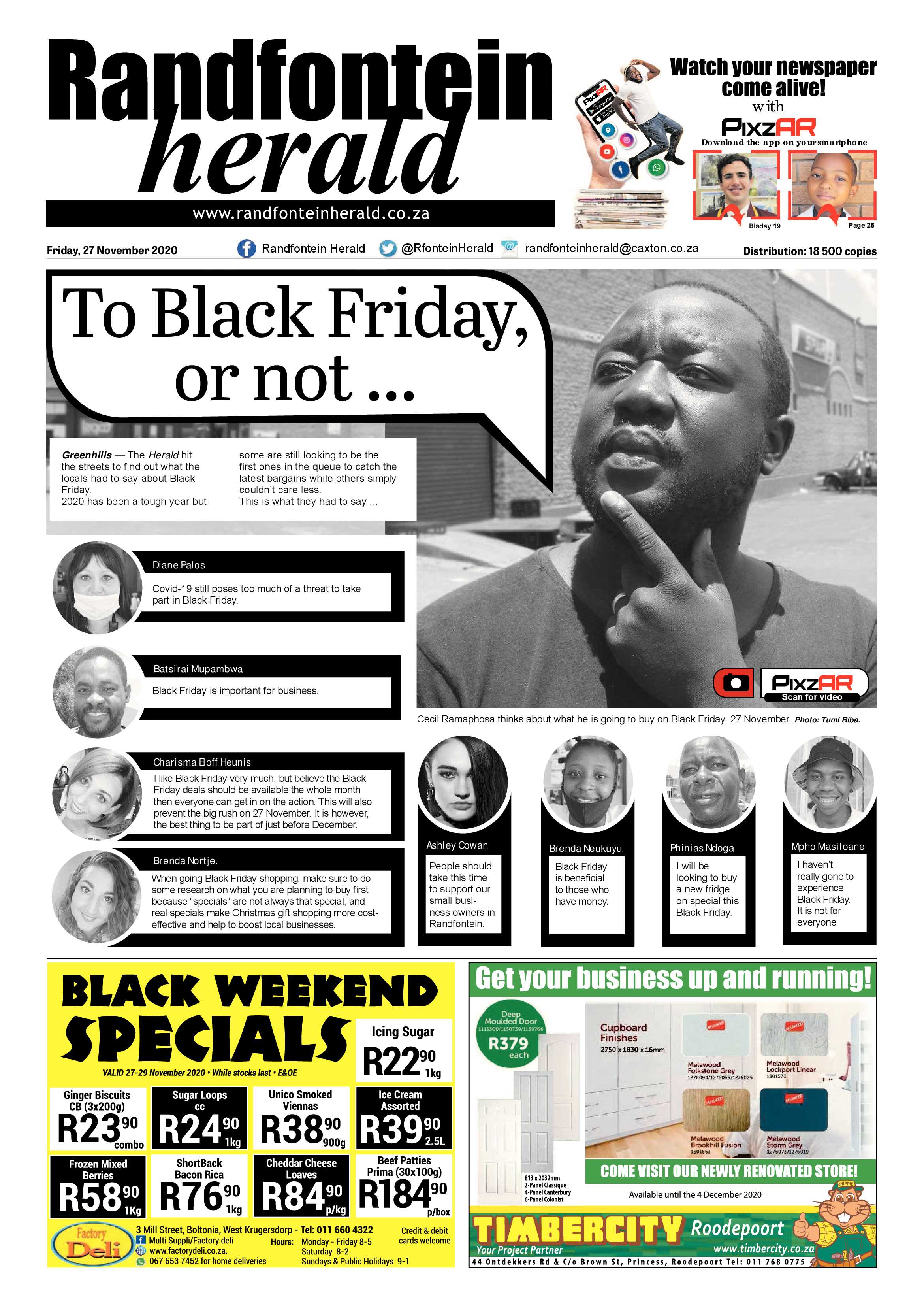 Randfontein Herald 27 November 2020 page 1