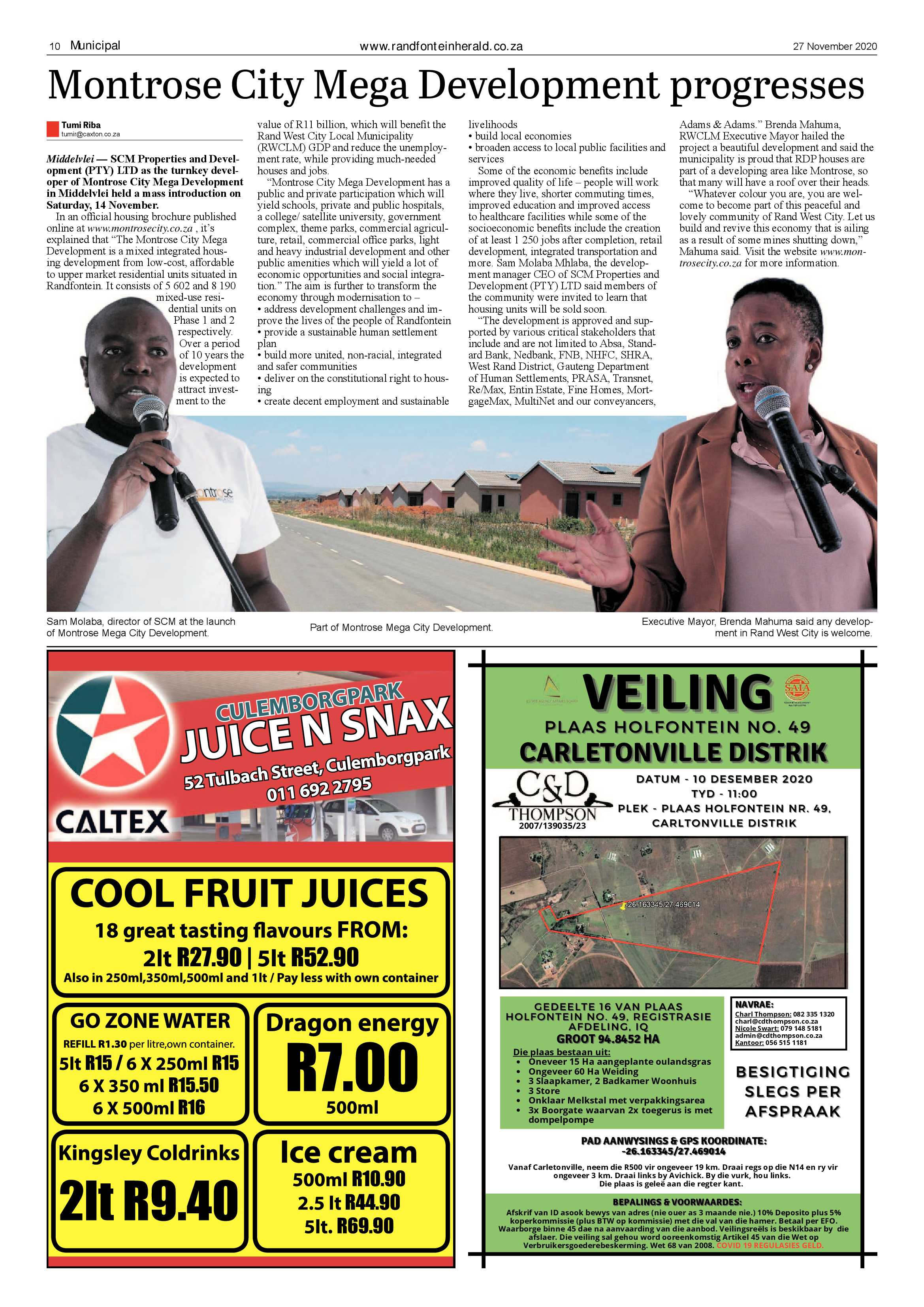 Randfontein Herald 27 November 2020 page 10