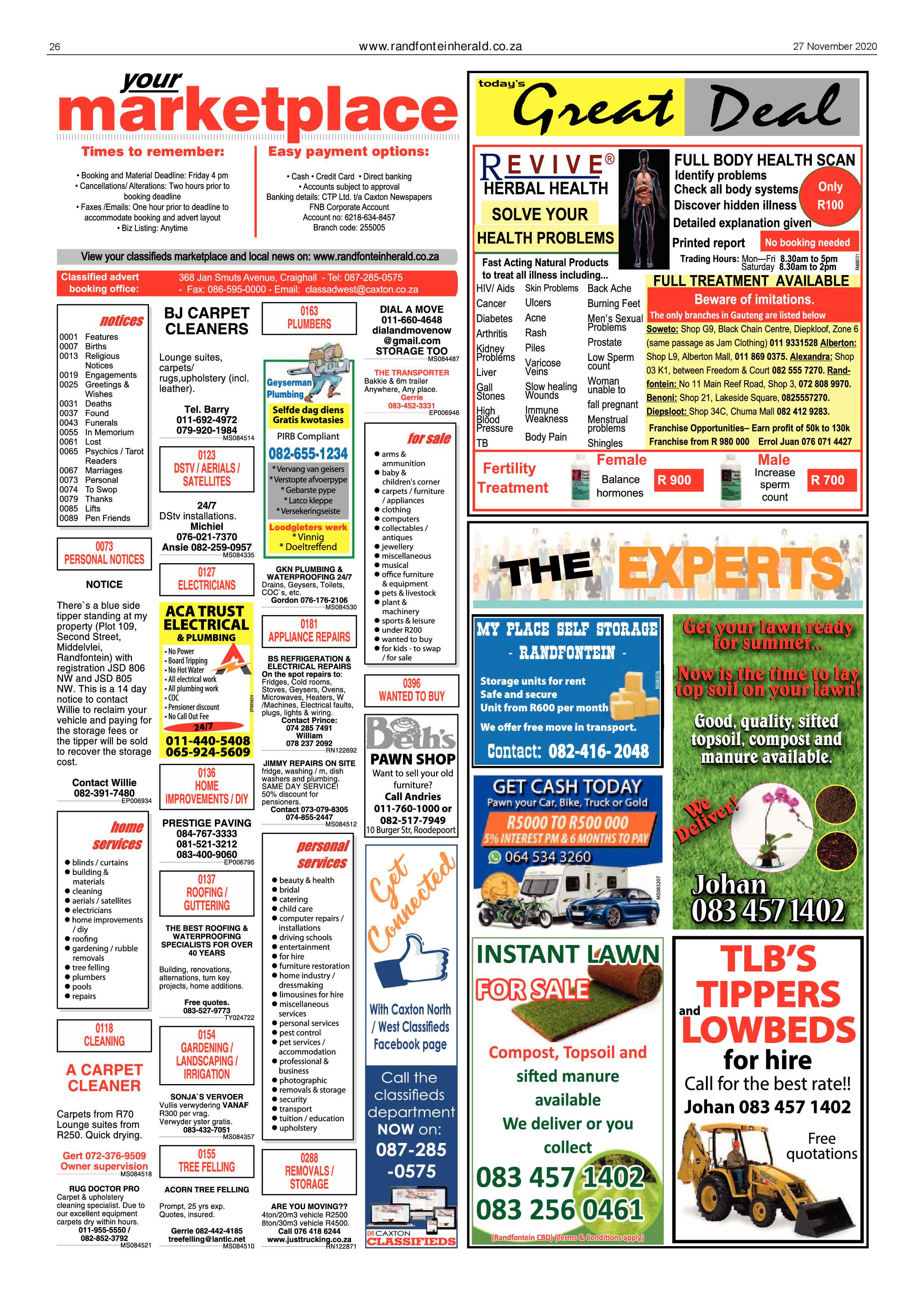 Randfontein Herald 27 November 2020 page 26