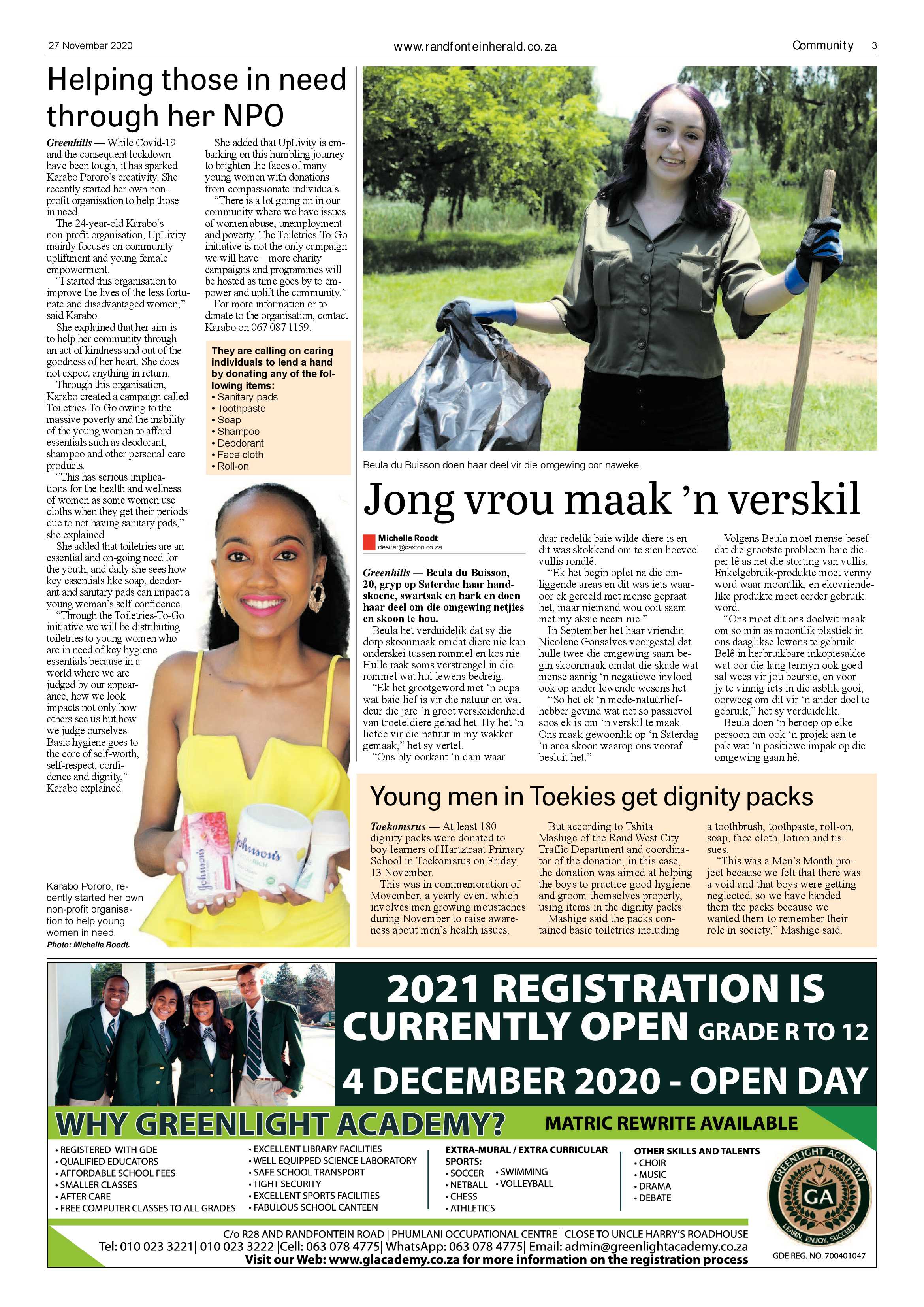 Randfontein Herald 27 November 2020 page 3