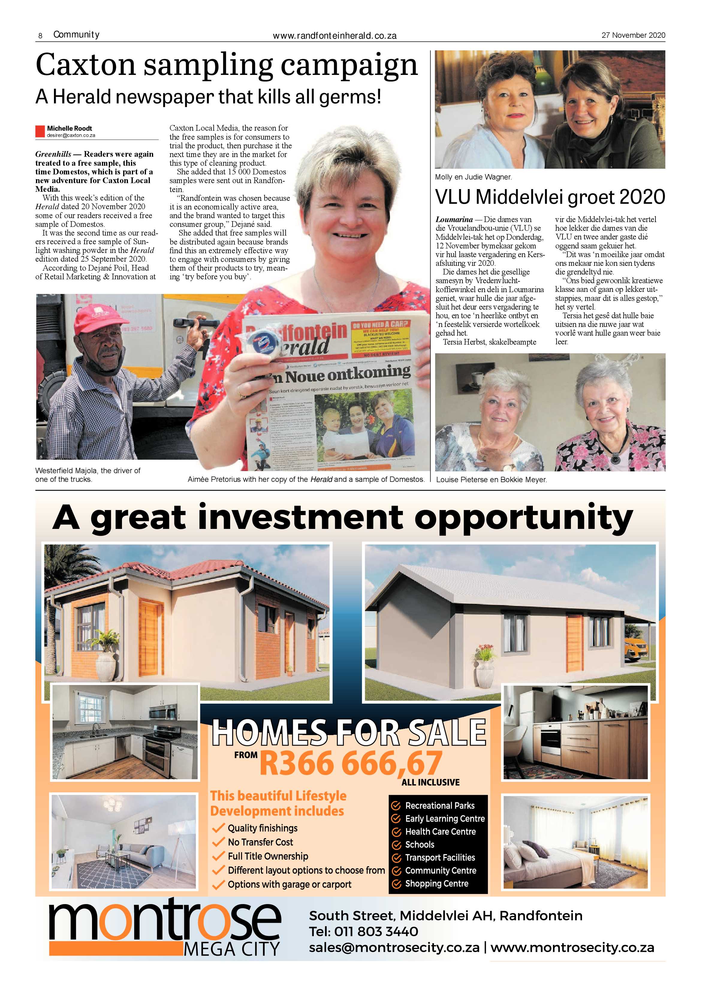 Randfontein Herald 27 November 2020 page 8