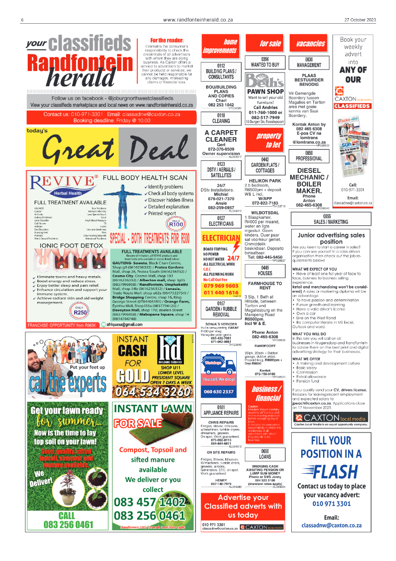 Randfontein Herald 27 October 2023 page 6