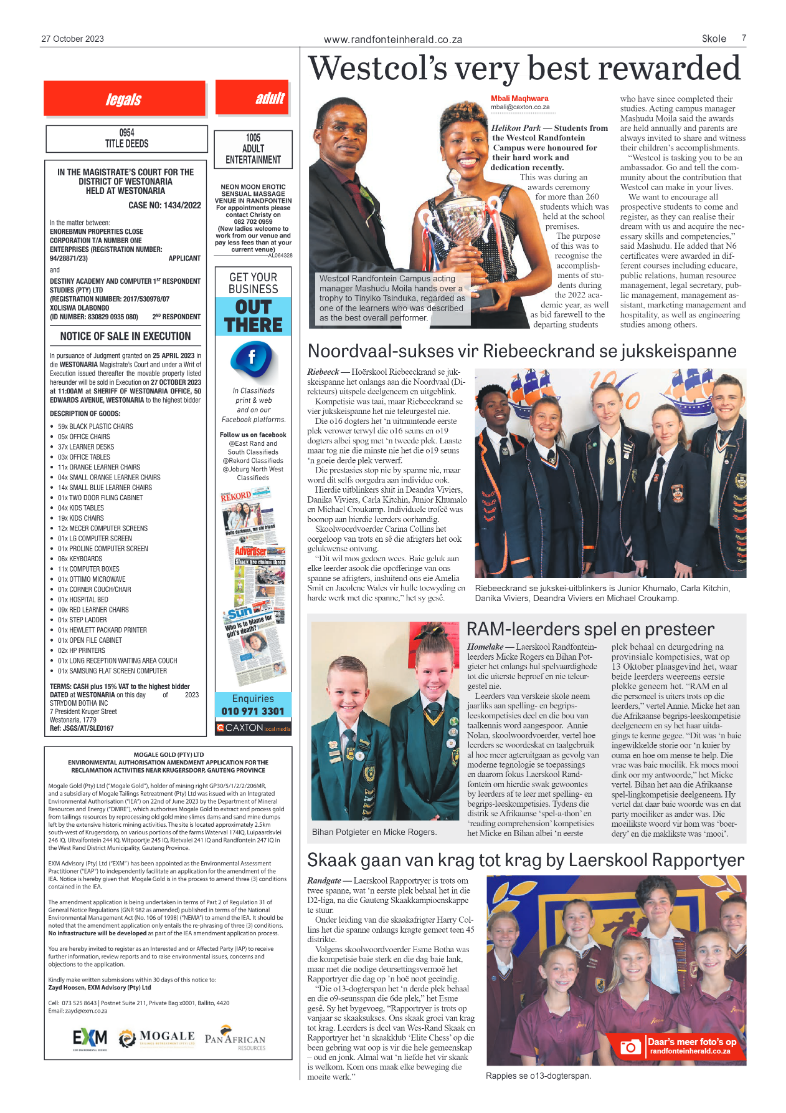 Randfontein Herald 27 October 2023 page 7