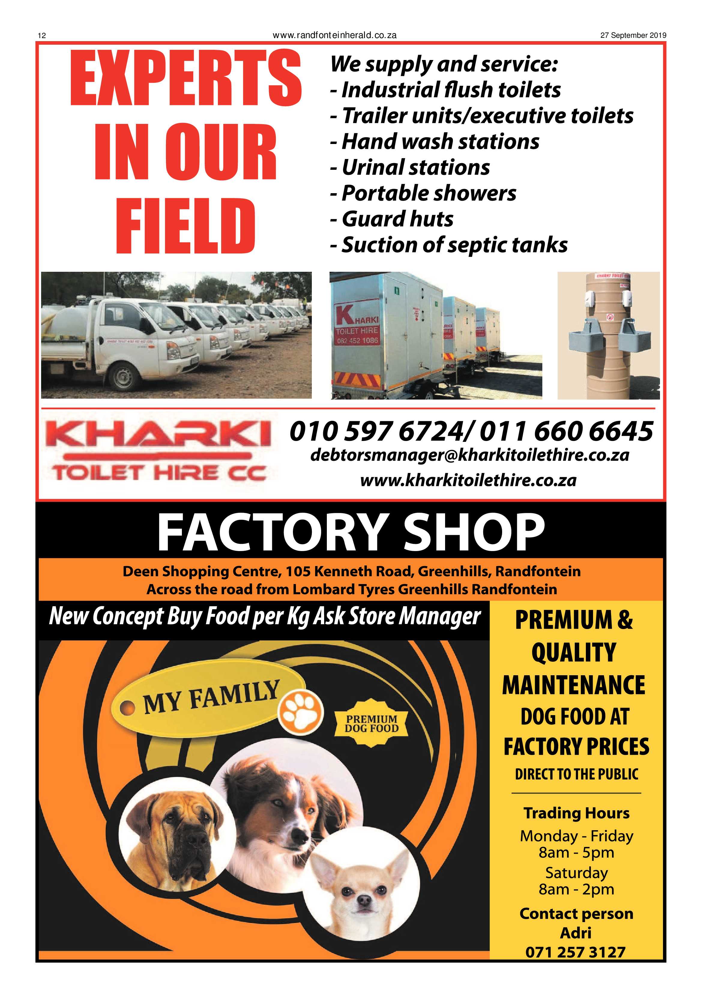 Randfontein Herald 27 September 2019 page 12