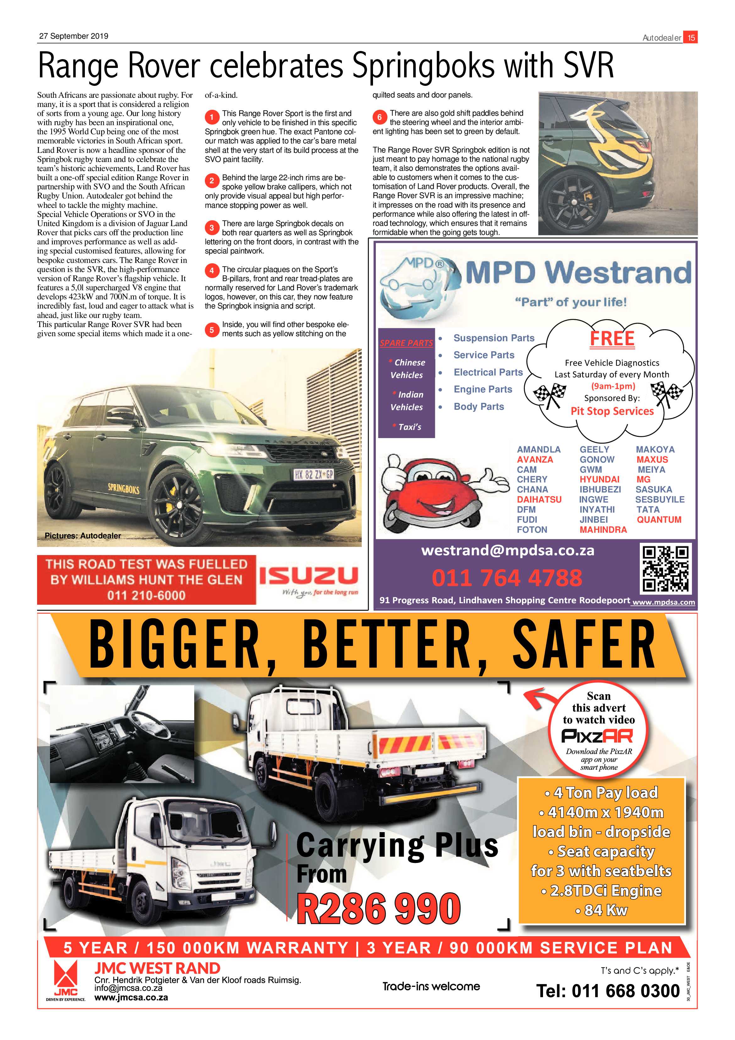 Randfontein Herald 27 September 2019 page 15
