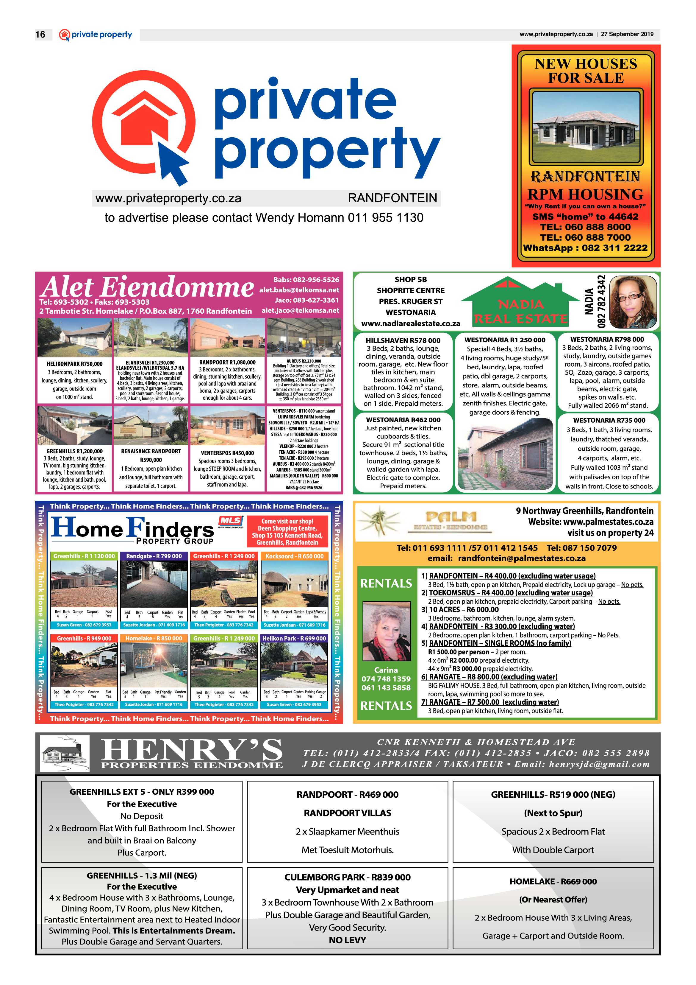 Randfontein Herald 27 September 2019 page 16