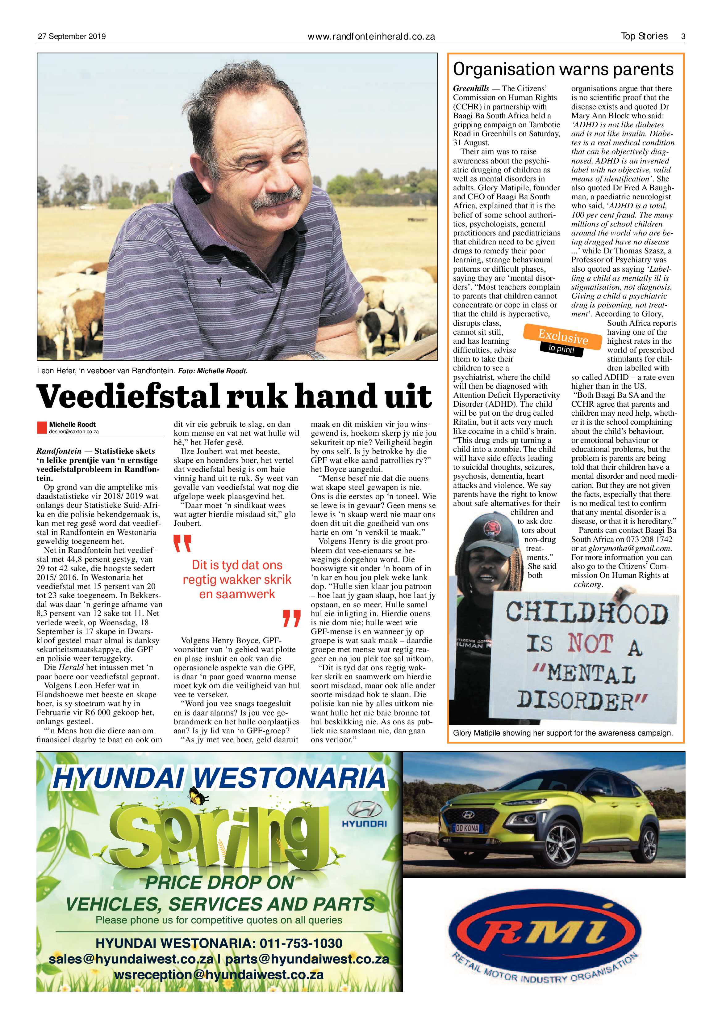 Randfontein Herald 27 September 2019 page 3