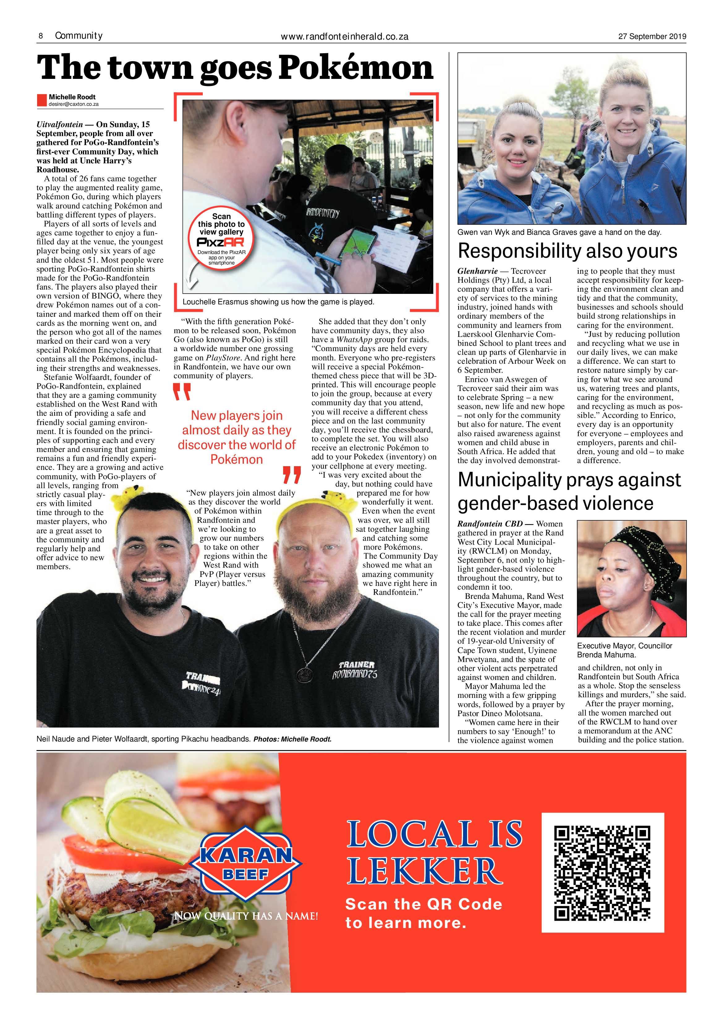 Randfontein Herald 27 September 2019 page 8