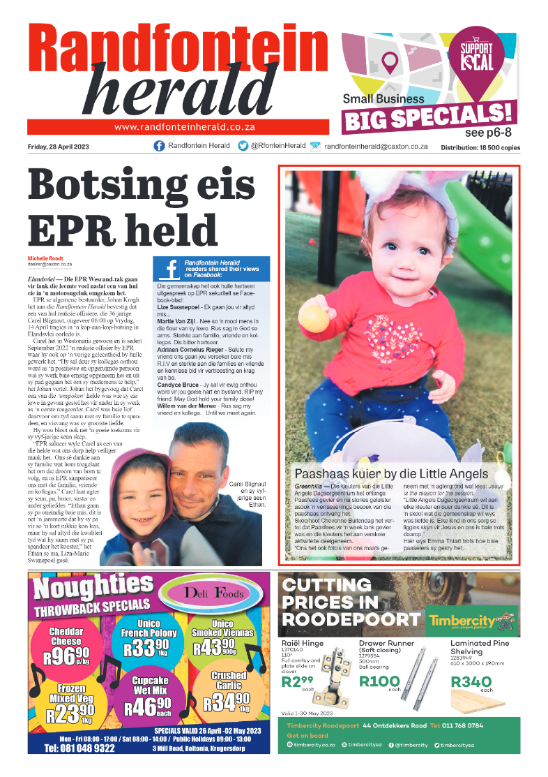 Randfontein Herald 28 April 2023 page 1