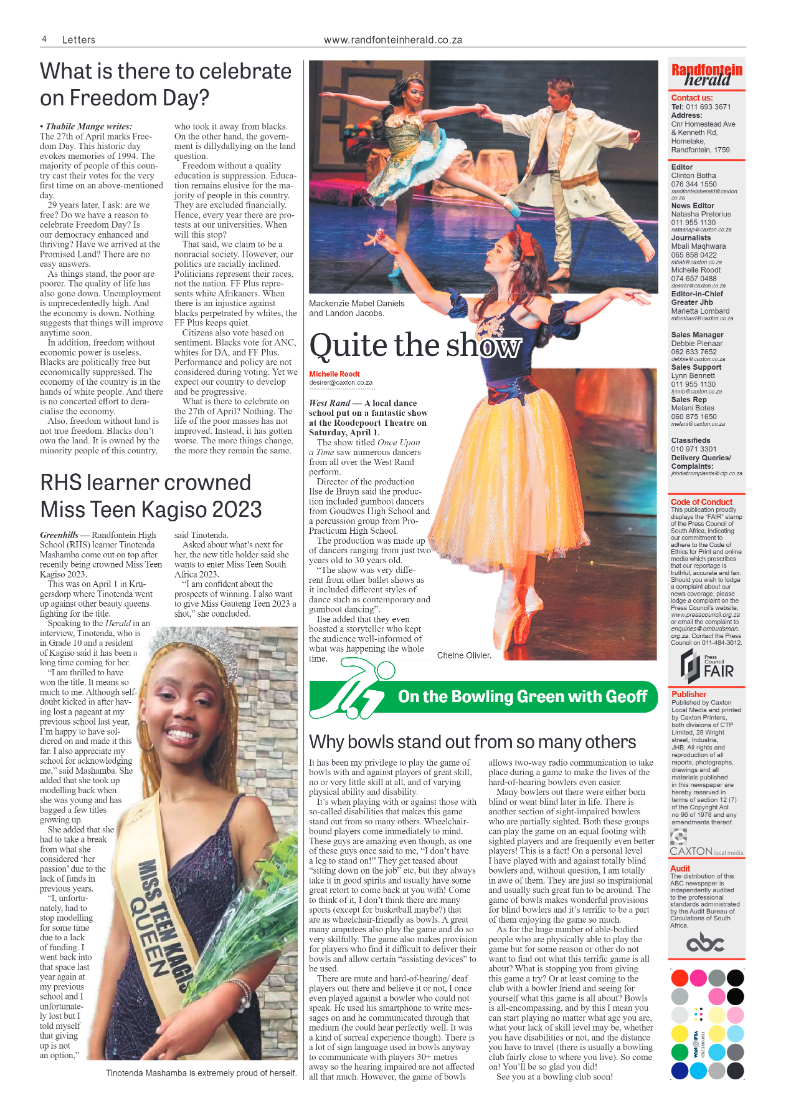 Randfontein Herald 28 April 2023 page 4
